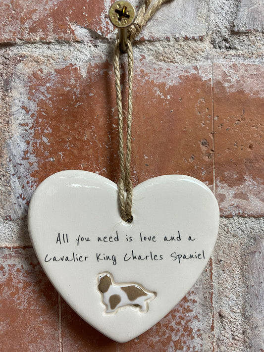 Cavalier King Charles Spaniel Ceramic Heart Ornament