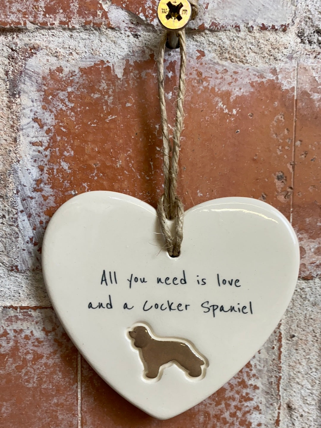 Cocker Spaniel Ceramic Heart Ornament