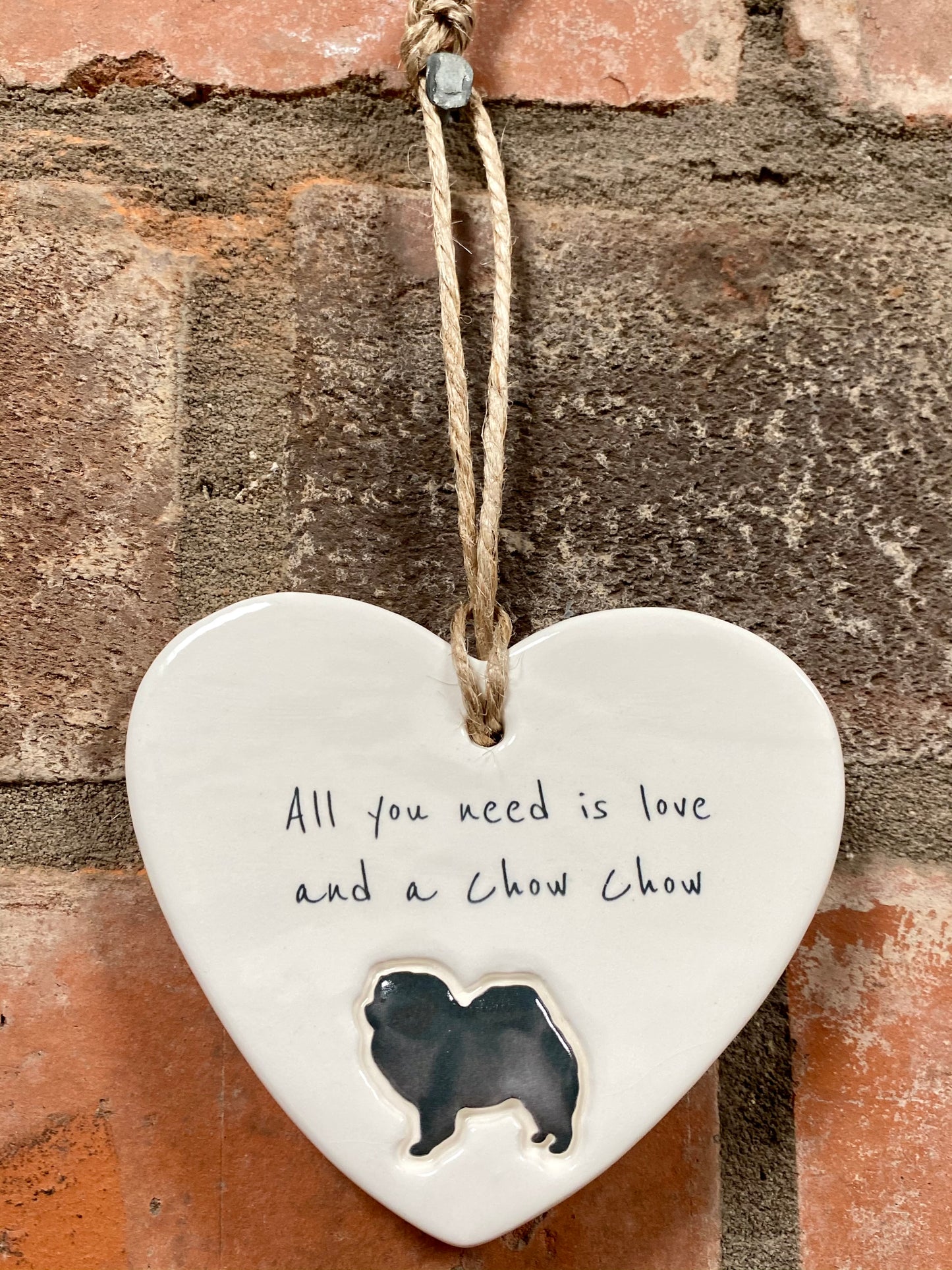 Chow Chow Ceramic Heart Ornament