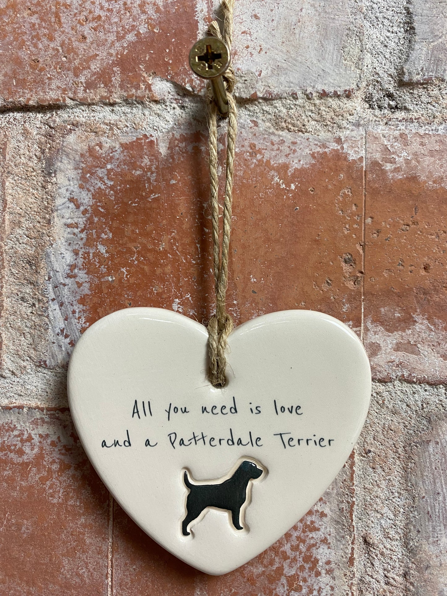 Patterdale Terrier Ceramic Heart Ornament