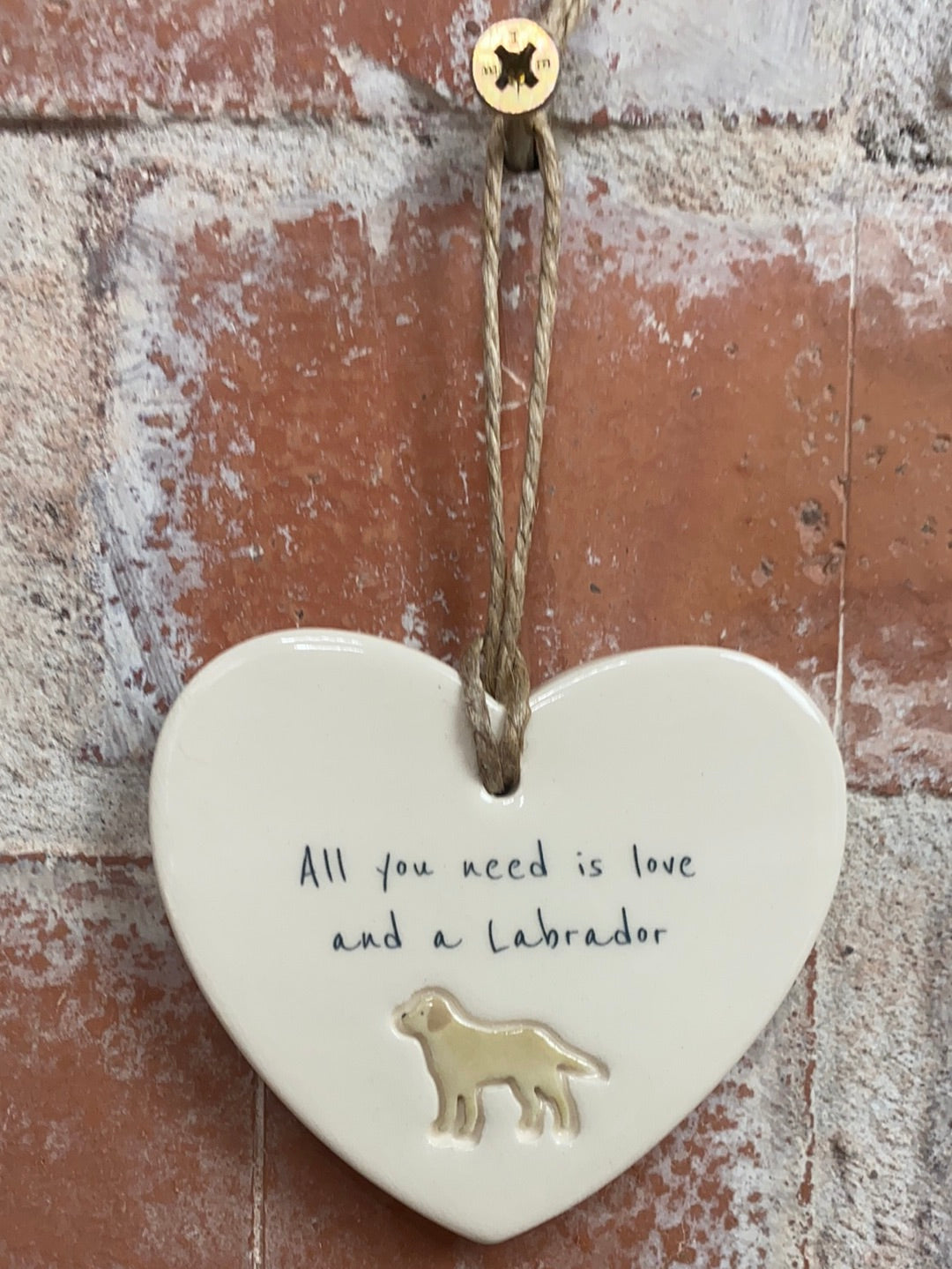 Labrador Ceramic Heart Ornament
