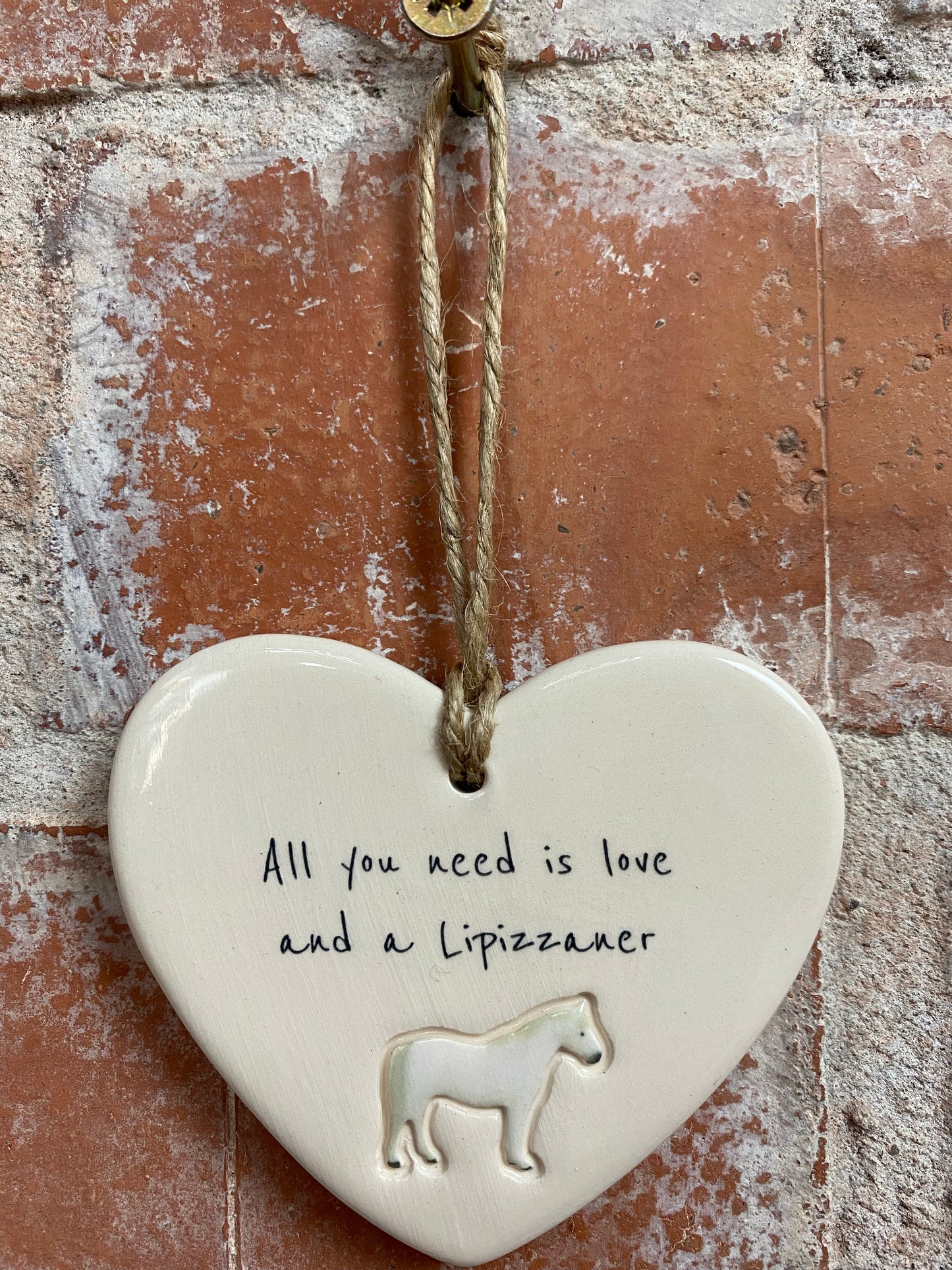 Lipizzaner Ceramic Heart Ornament
