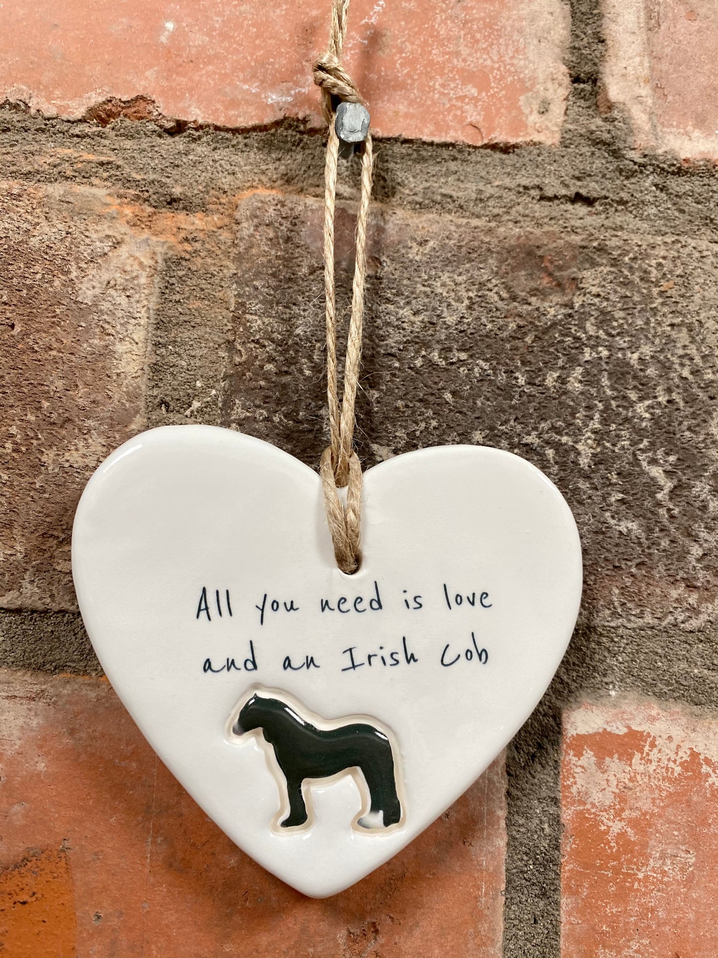 Irish Cob Ceramic Heart Ornament