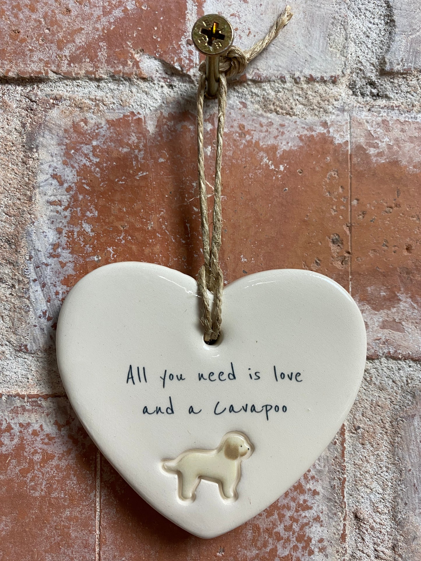 Cavapoo Ceramic Heart Ornament