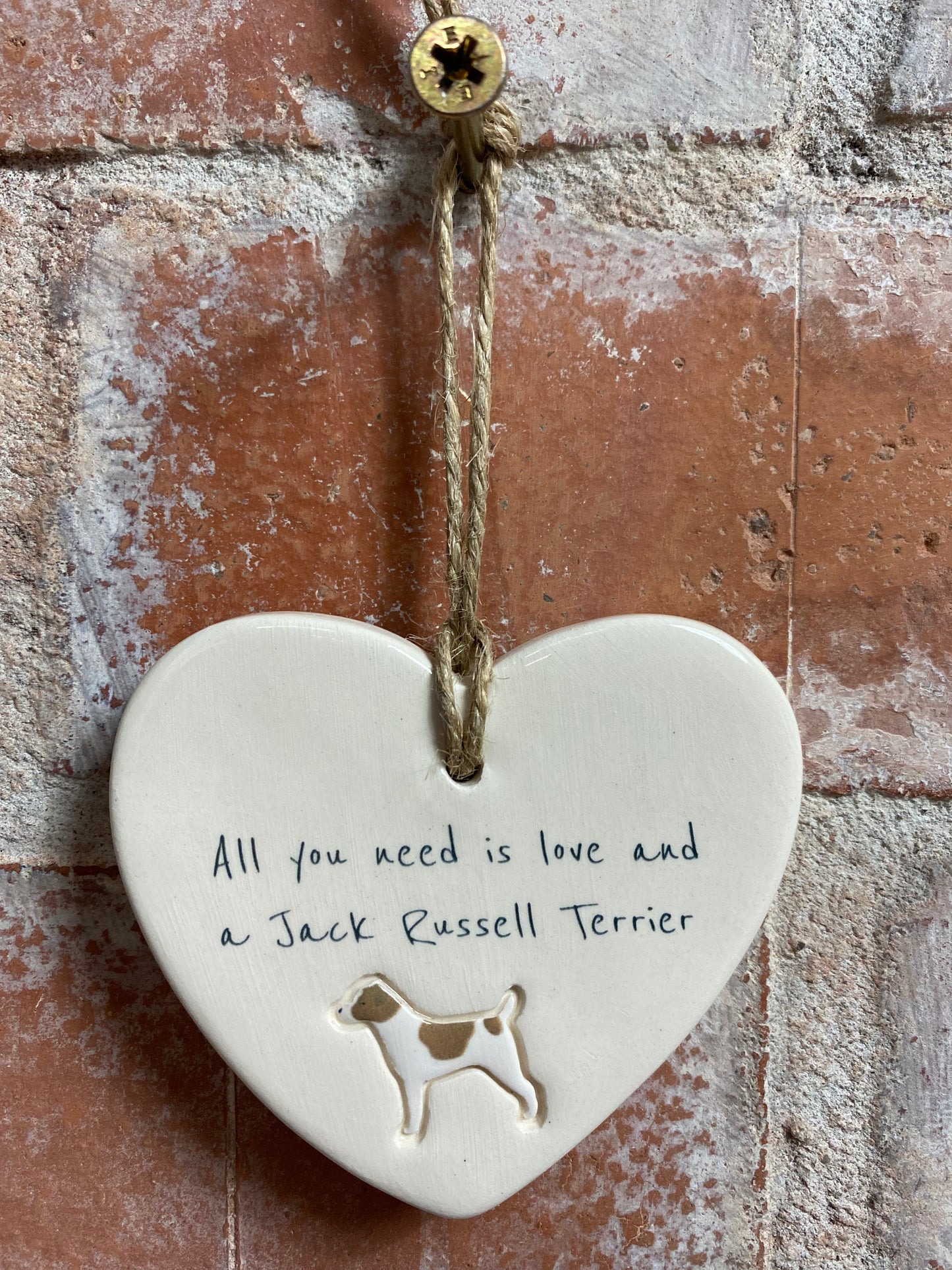 Jack Russell Terrier Ceramic Heart Ornament