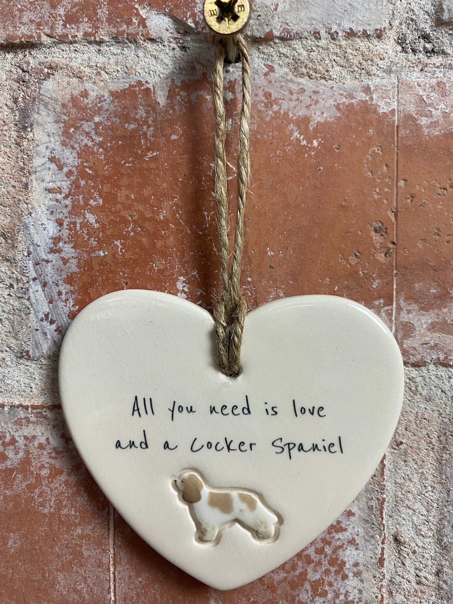 Cocker Spaniel Ceramic Heart Ornament