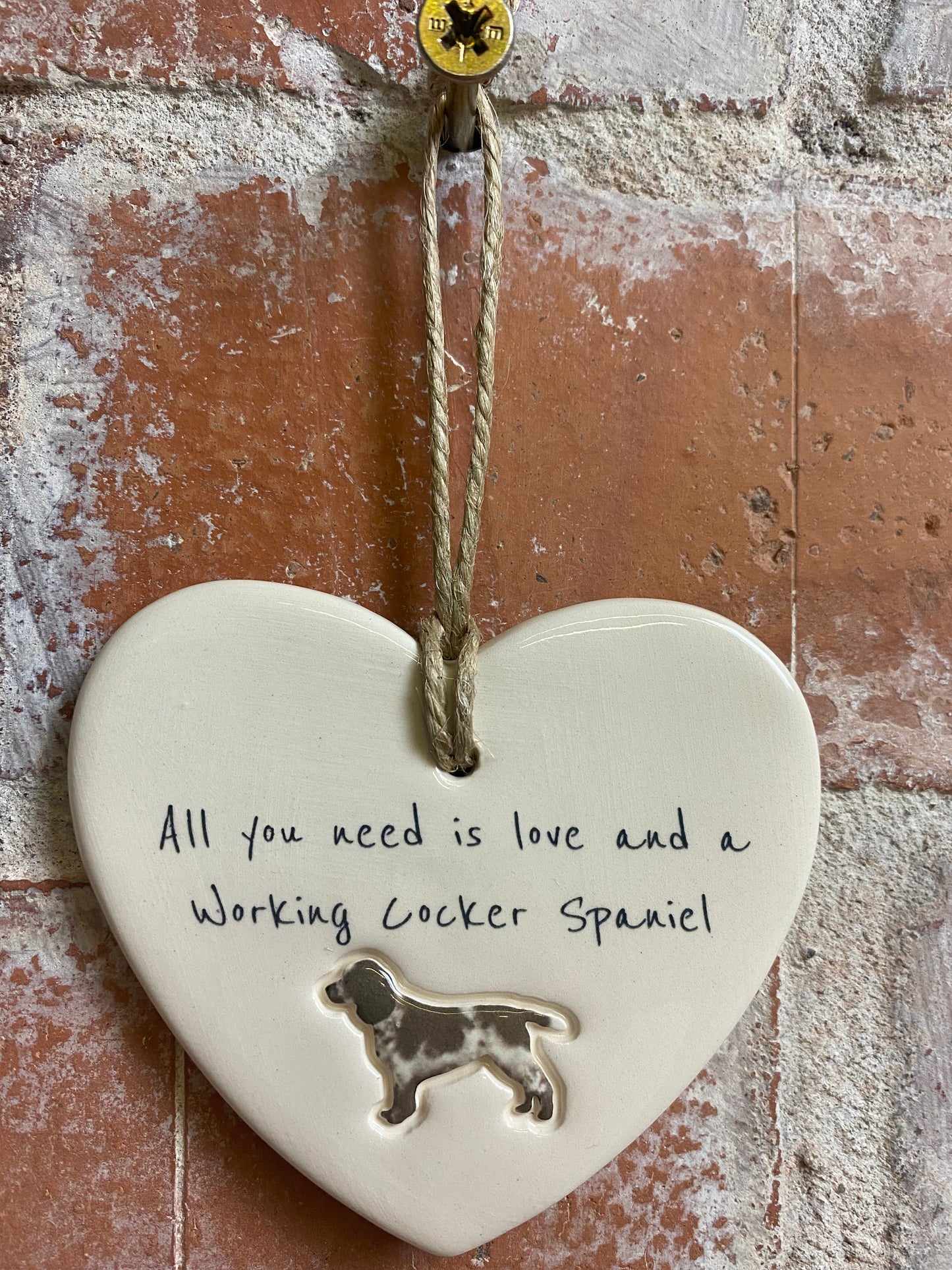 Working Cocker Spaniel Ceramic Heart Ornament