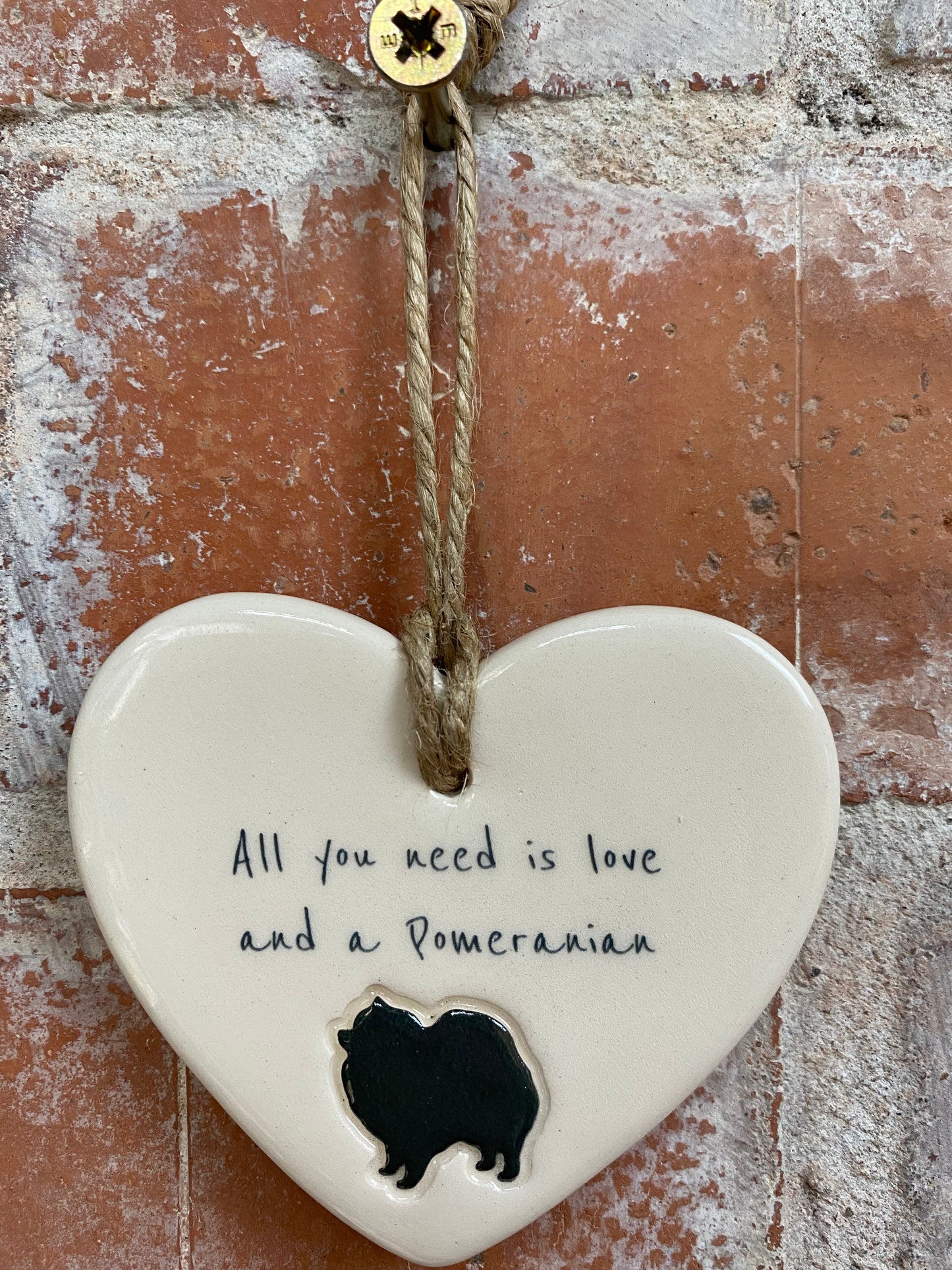 Pomeranian Ceramic Heart Ornament