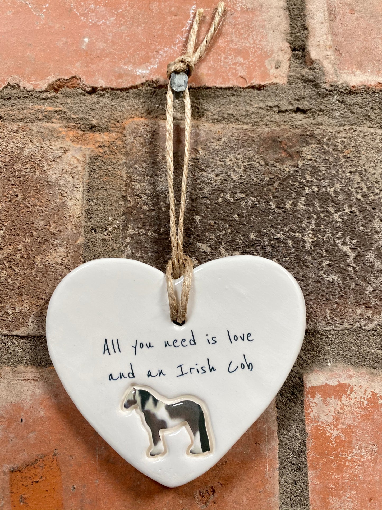 Irish Cob Ceramic Heart Ornament