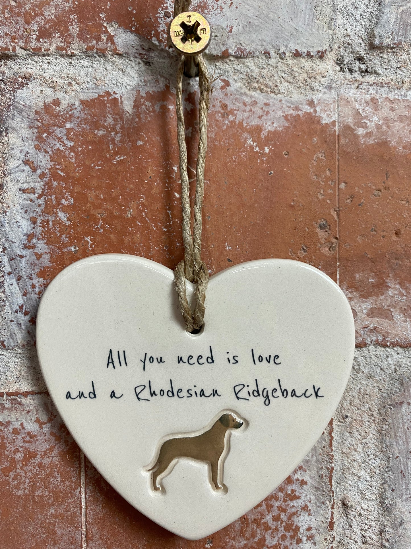 Rhodesian Ridgeback Ceramic Heart Ornament