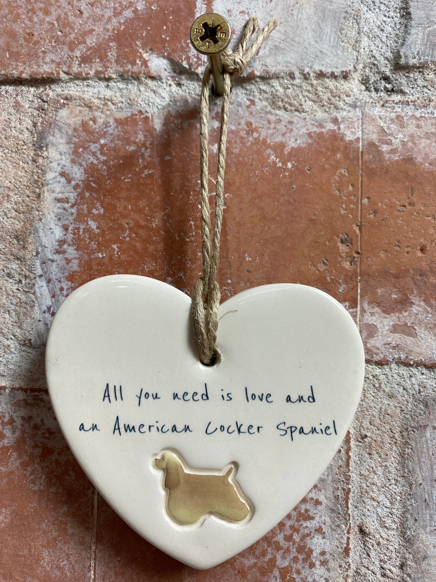 American Cocker Spaniel Ceramic Heart Ornament