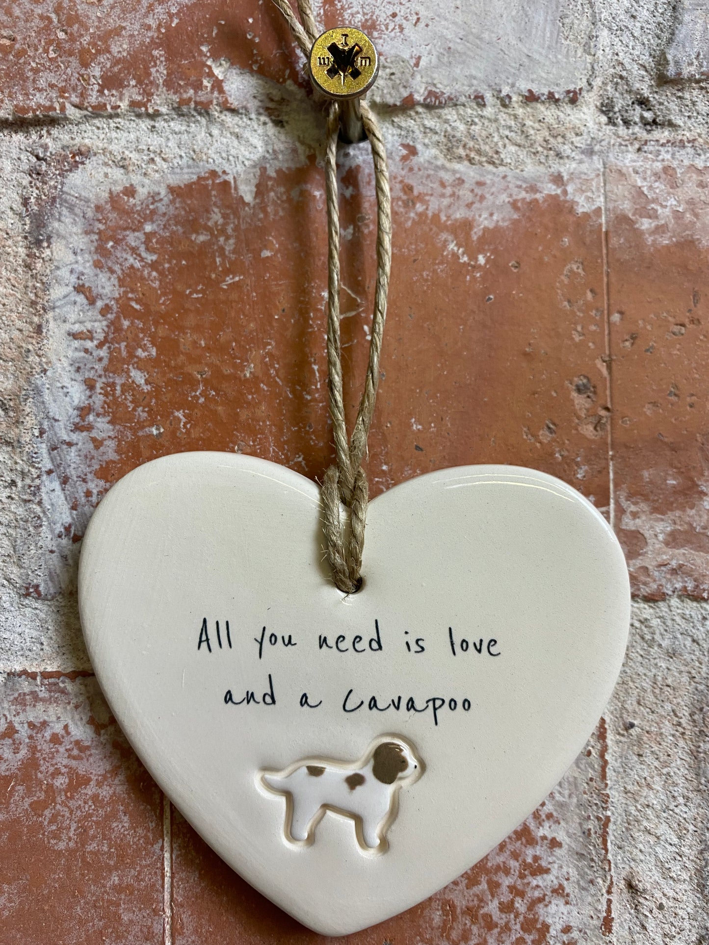 Cavapoo Ceramic Heart Ornament