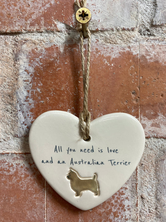 Australian Terrier Ceramic Heart Ornament