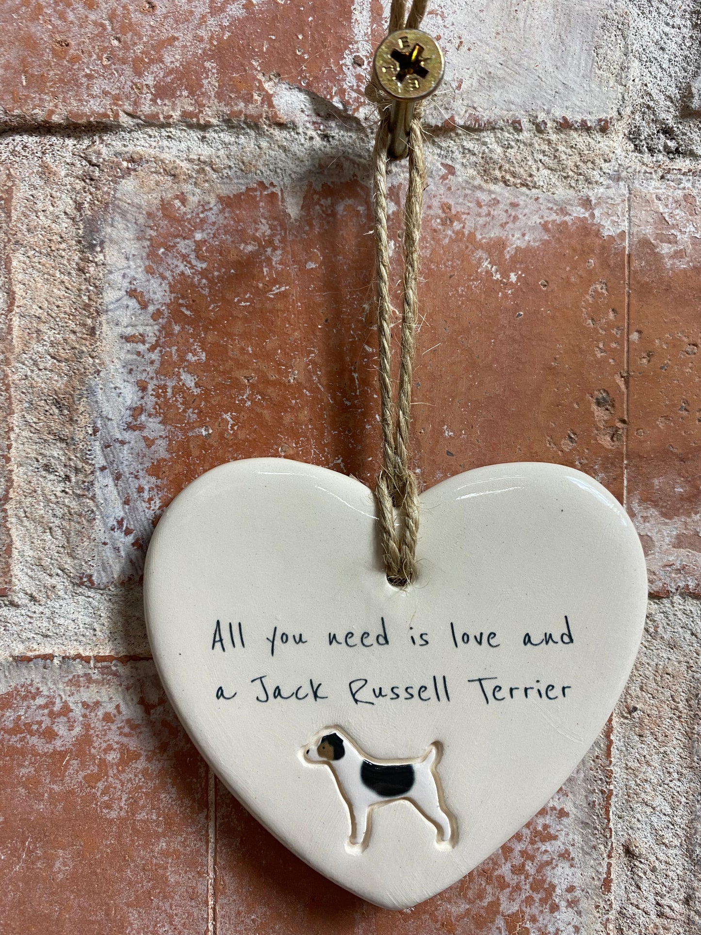 Jack Russell Terrier Ceramic Heart Ornament
