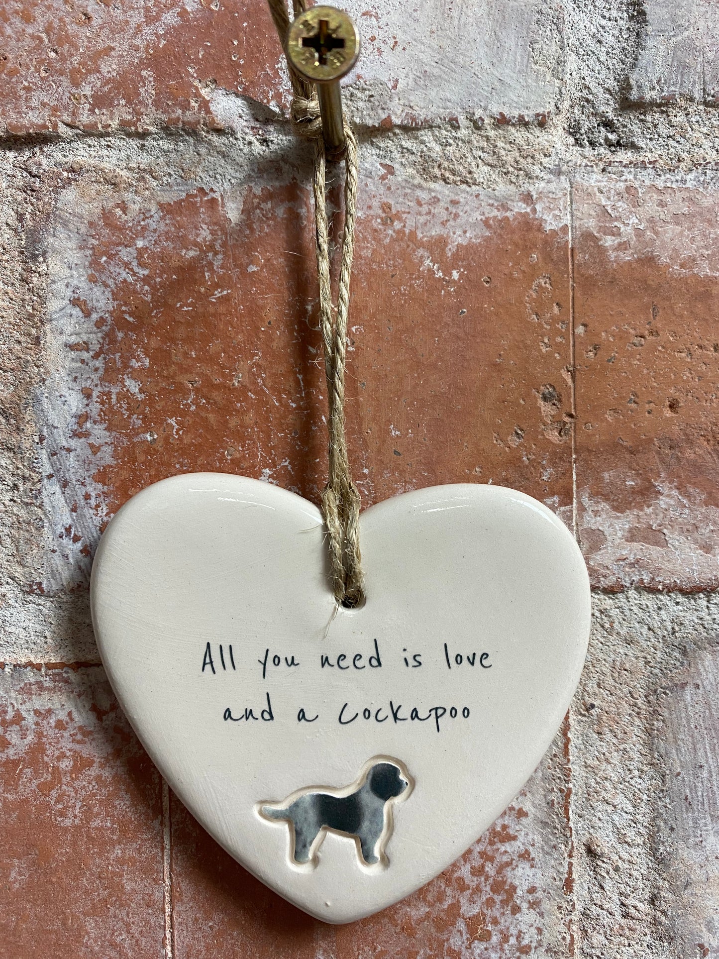 Cockapoo ceramic heart