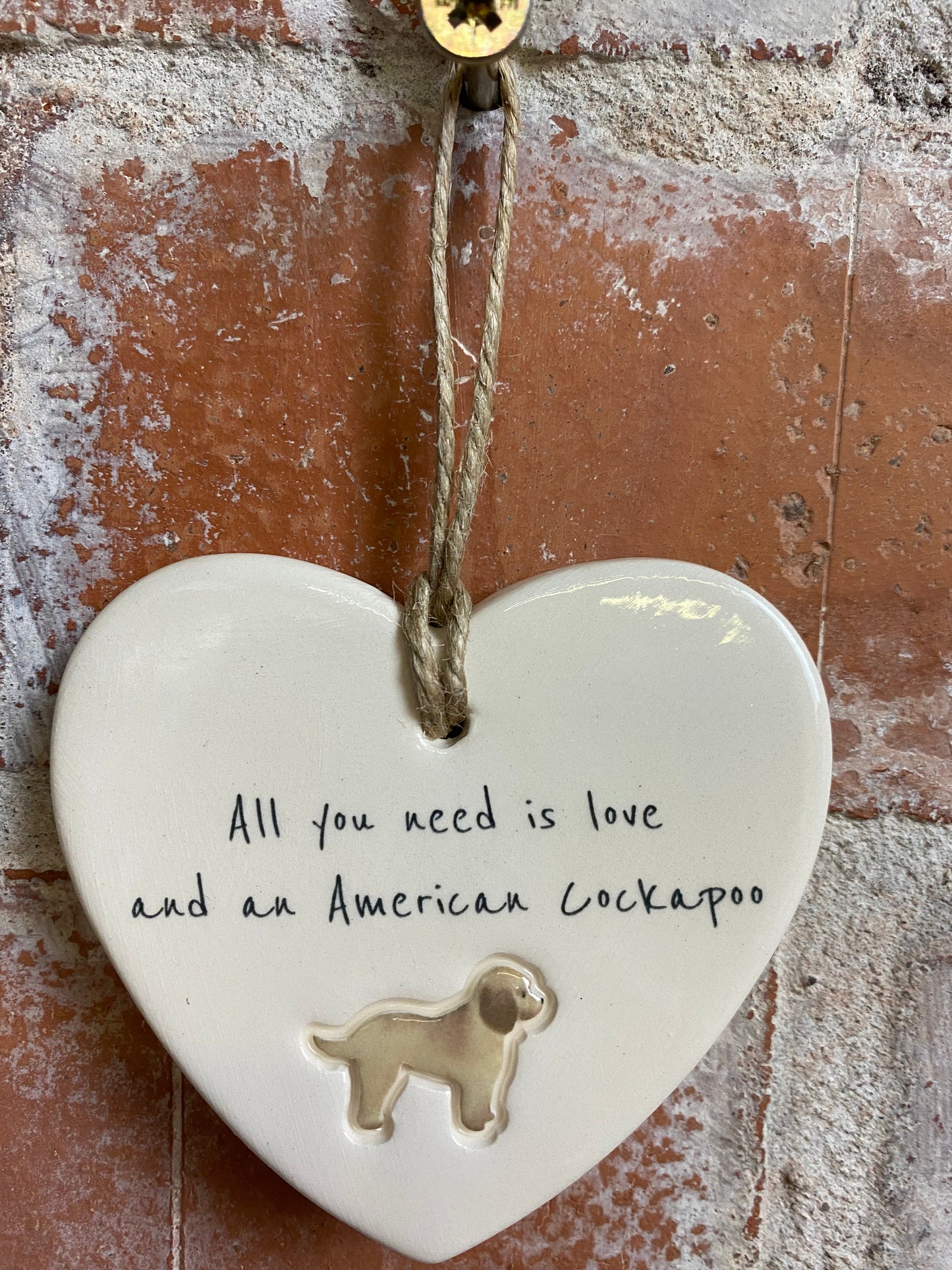 American Cockapoo Ceramic Heart Ornament
