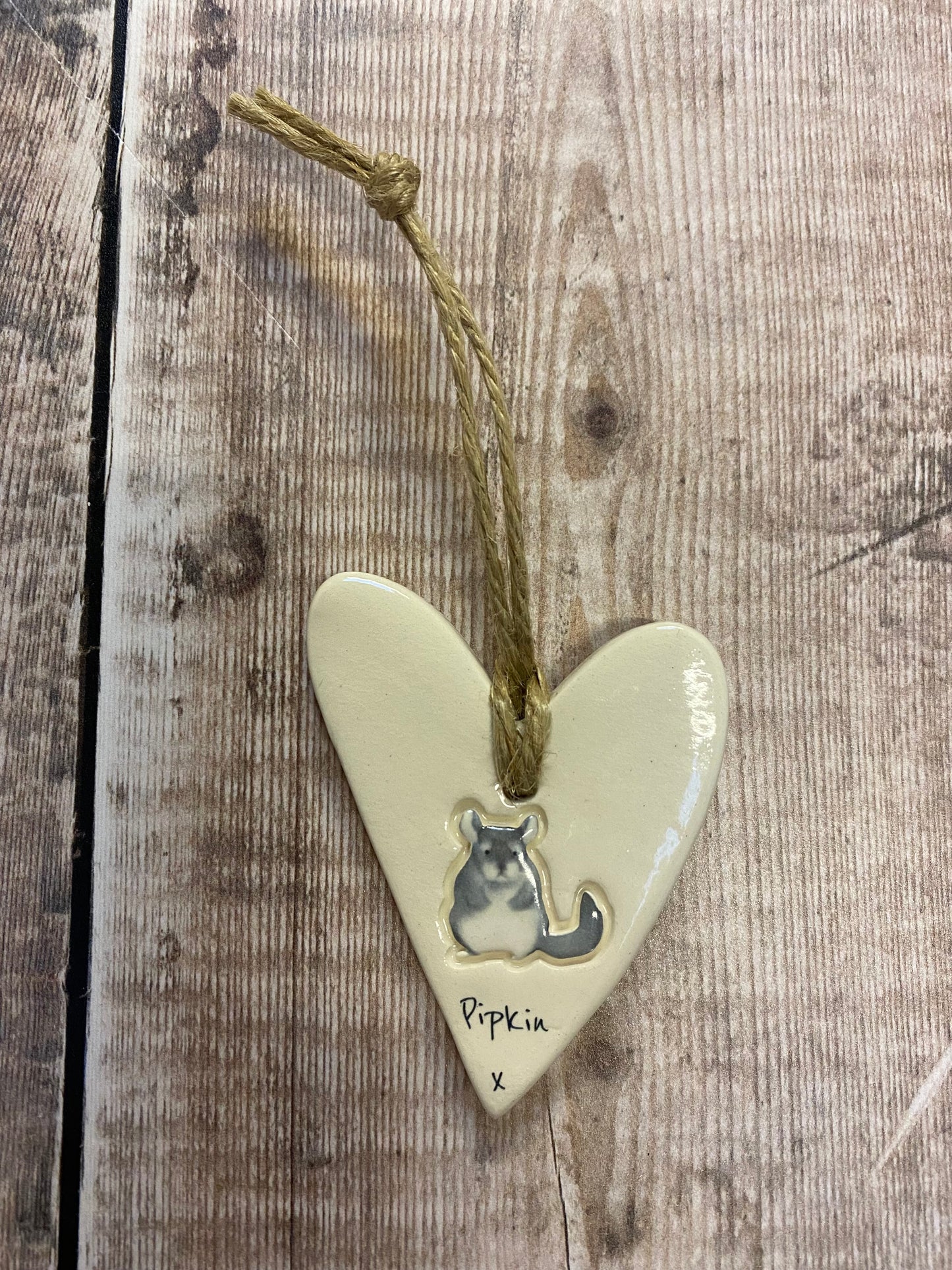 Personalised Chinchilla Heart Ornament