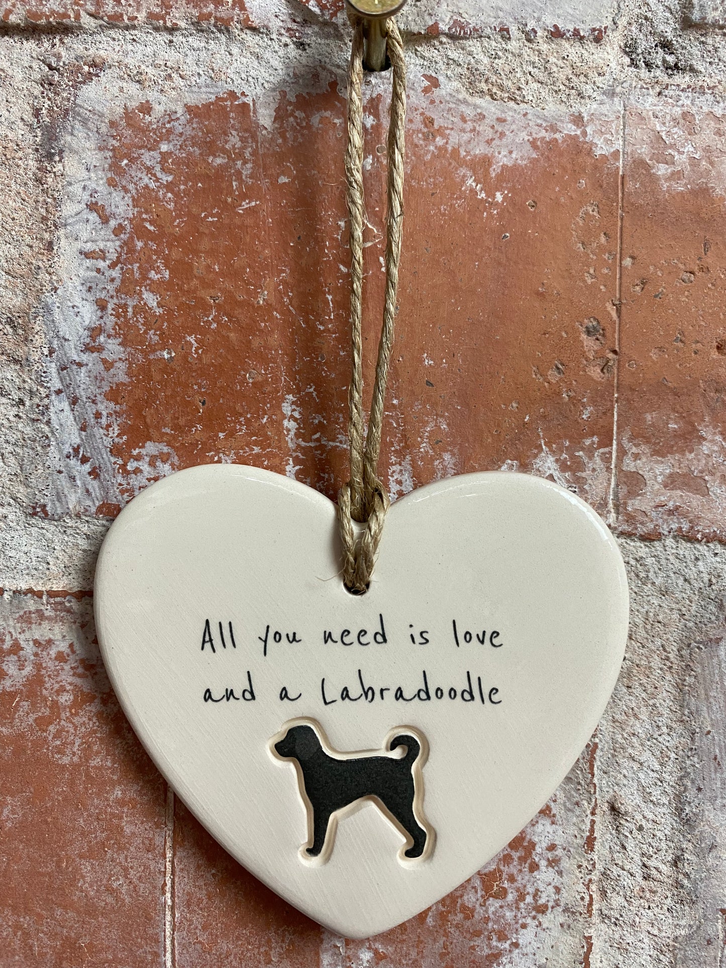 Labradoodle Ceramic Heart Ornament