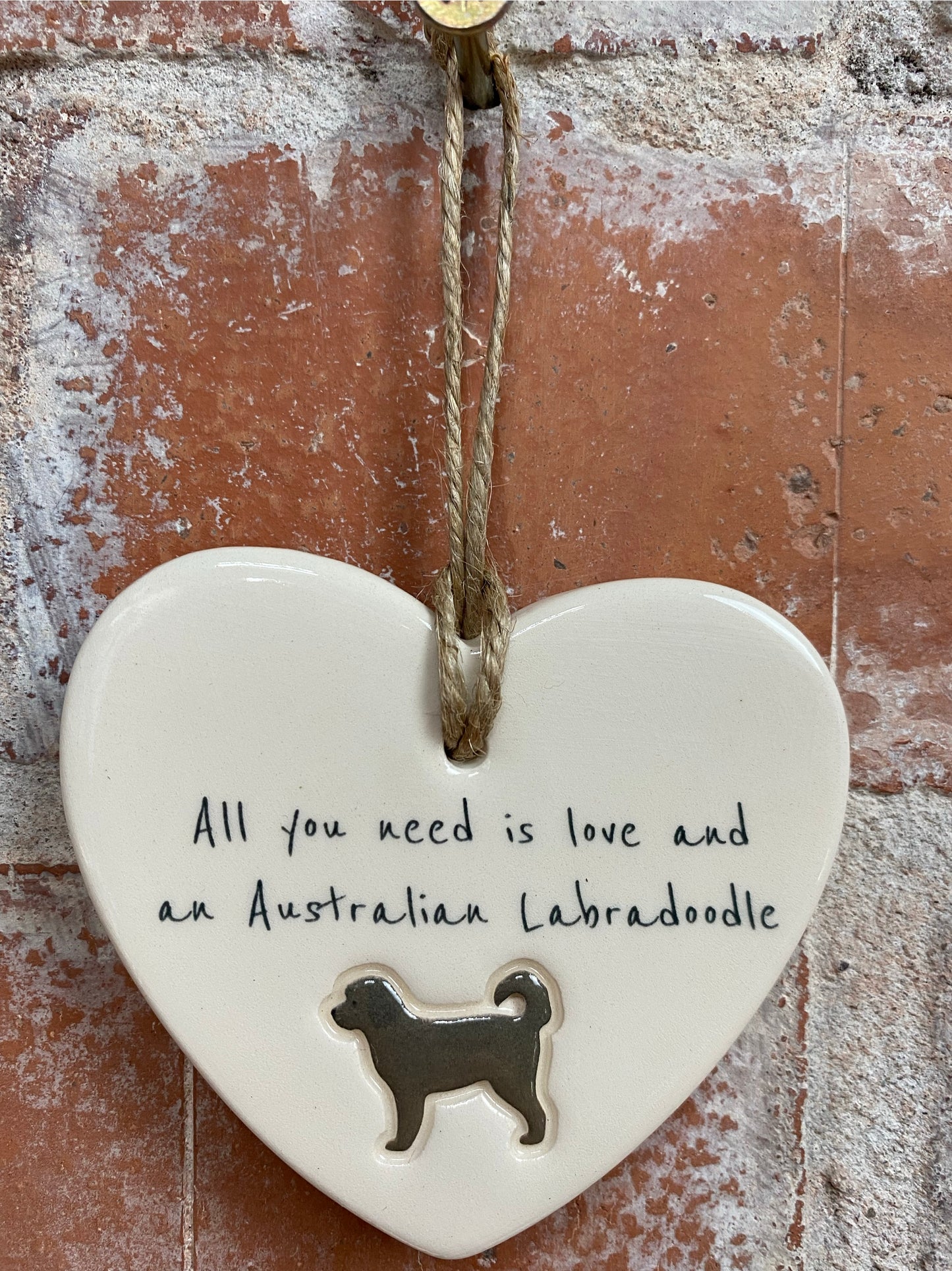 Australian Labradoodle Ceramic Heart Ornament