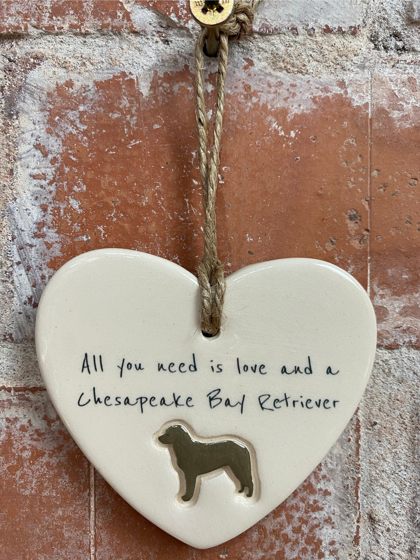 Chesapeake Bay Retriever Ceramic Heart Ornament