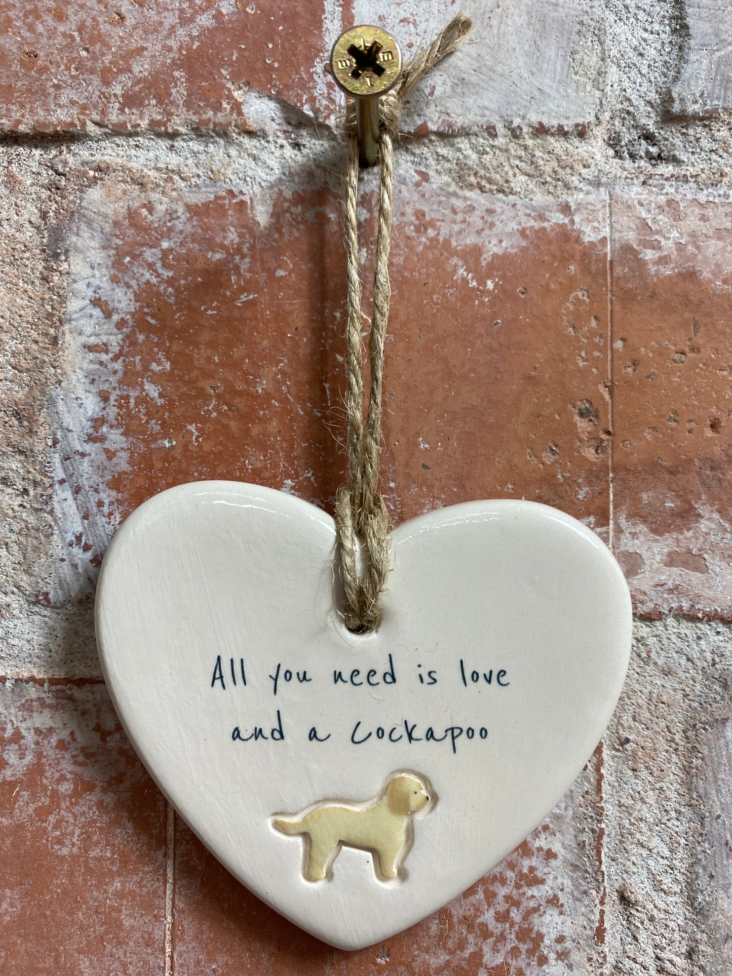 Cockapoo Ceramic Heart Ornament