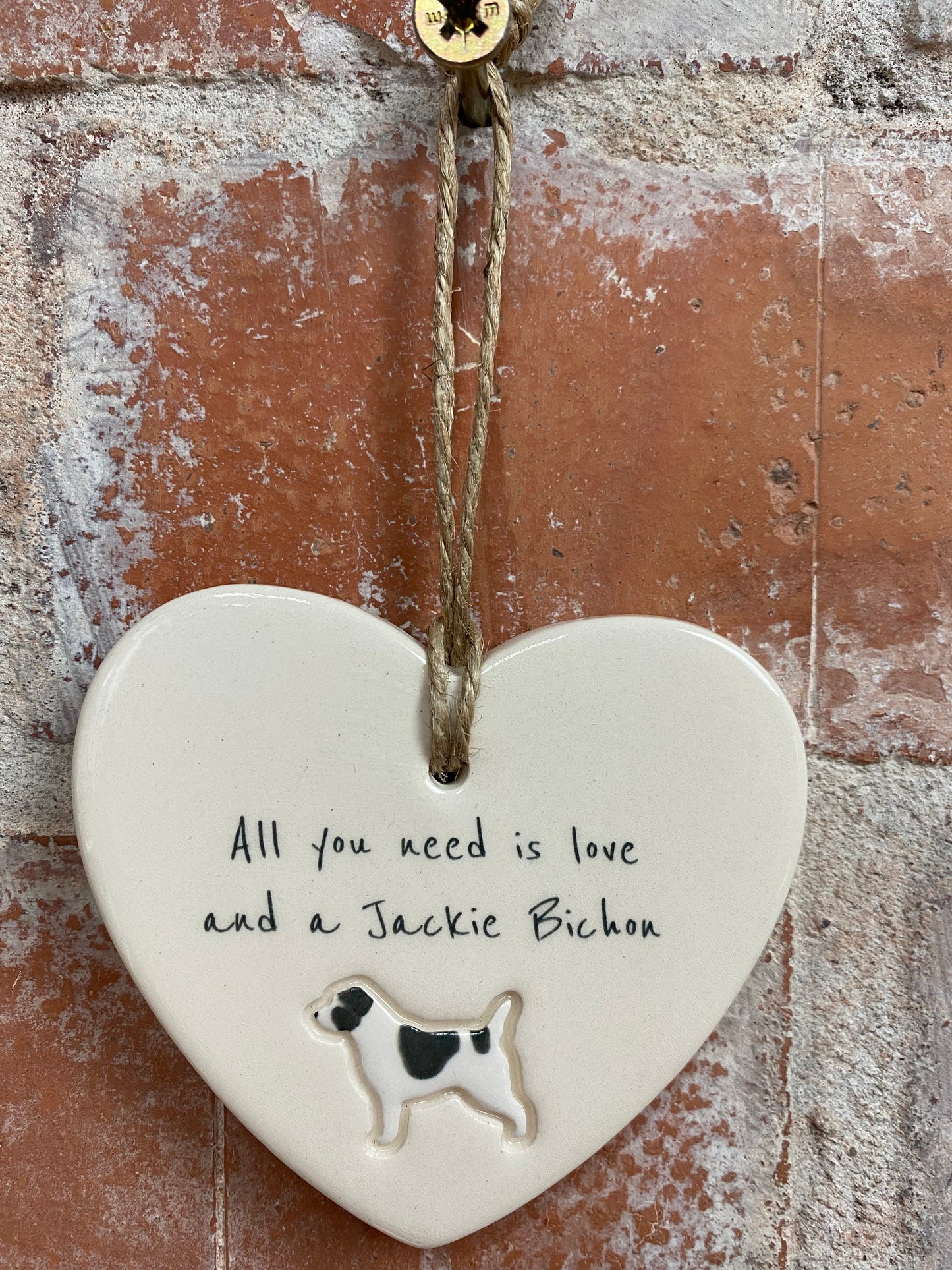 Jackie Bichon Ceramic Heart Ornament