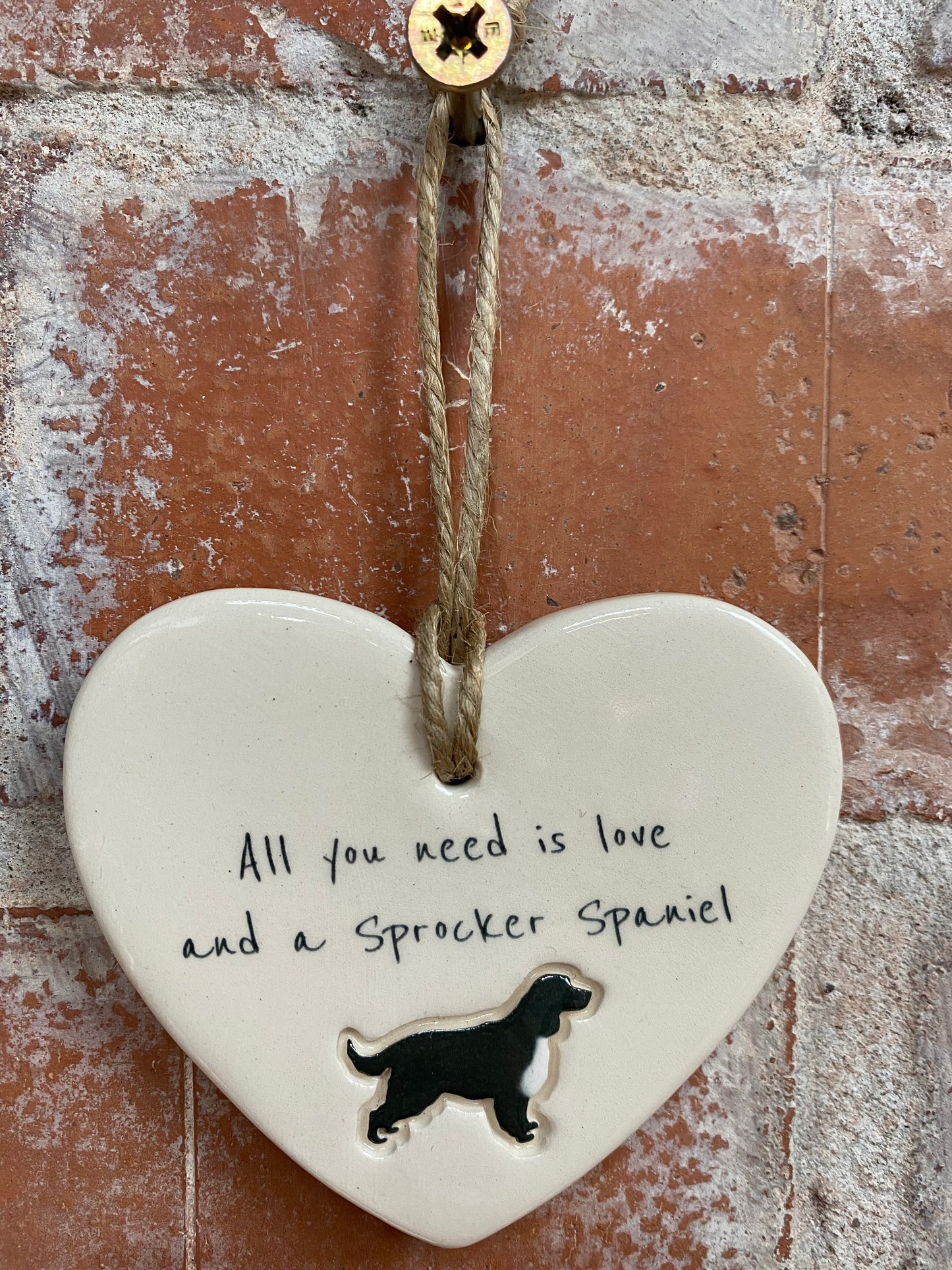 Sprocker Spaniel Ceramic Heart Ornament