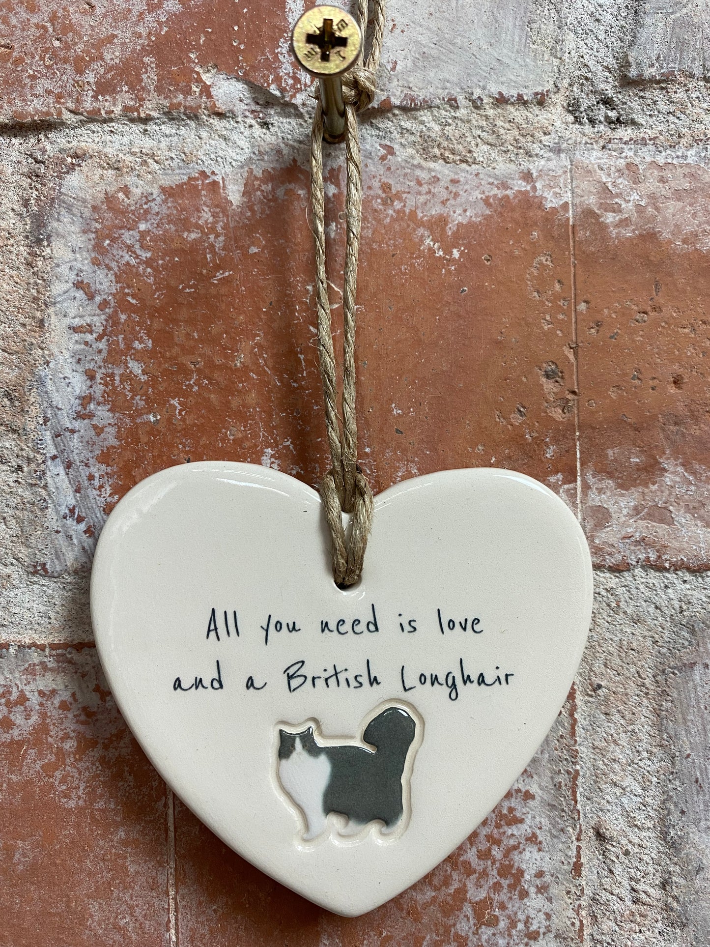 British Longhair Cat ceramic heart