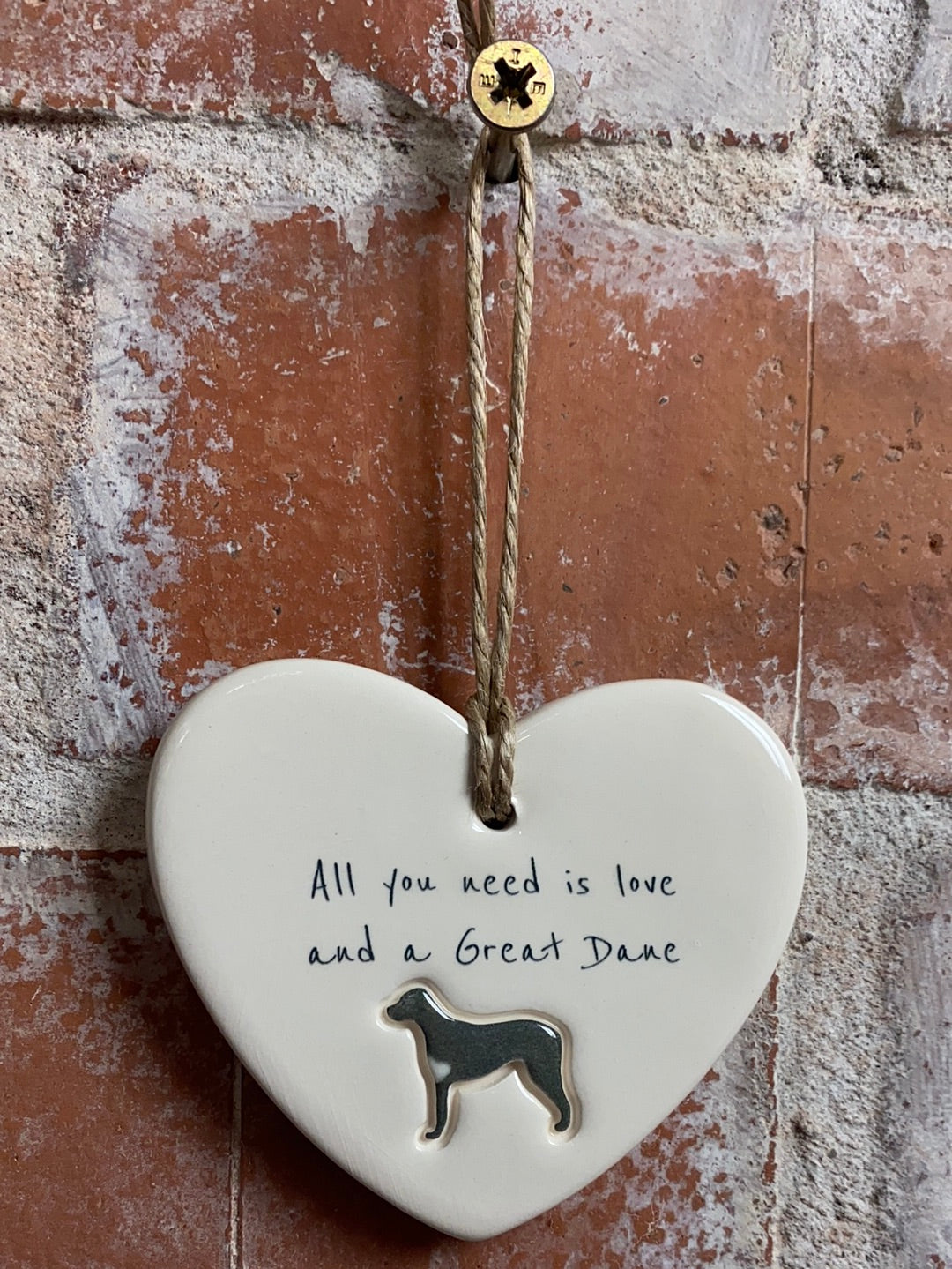 Great Dane Ceramic Heart Ornament