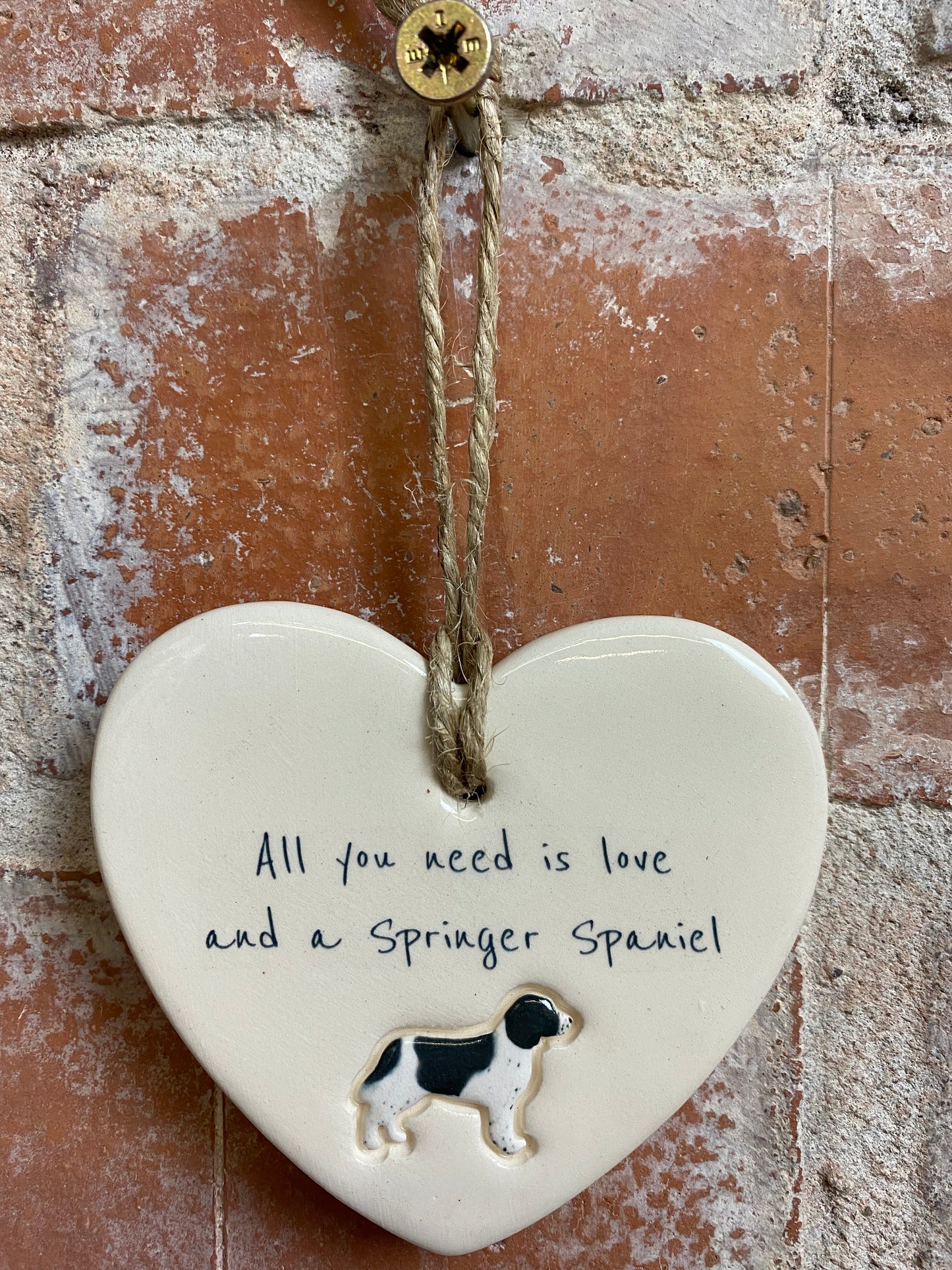 Springer Spaniel Ceramic Heart Ornament