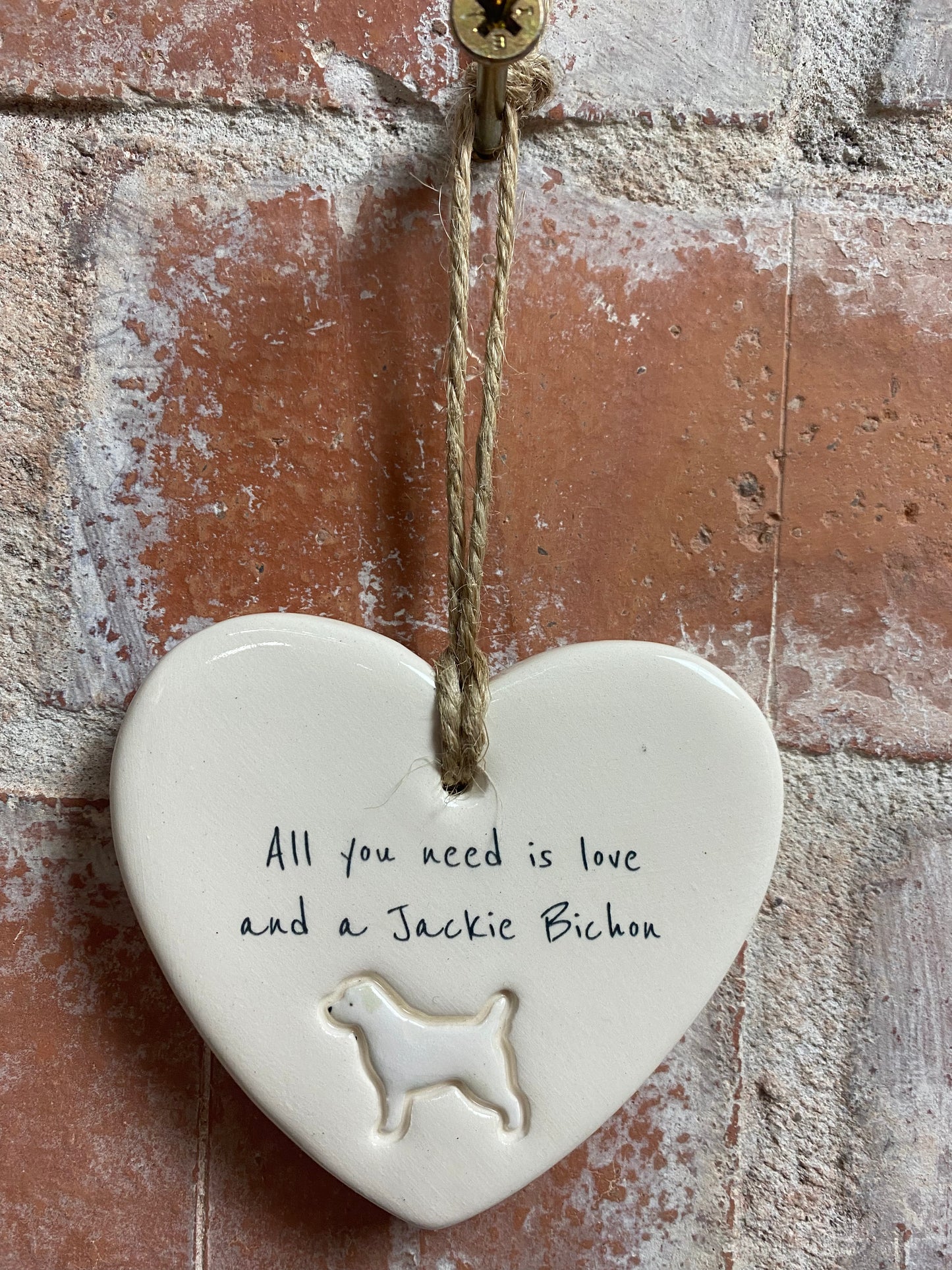 Jackie Bichon Ceramic Heart Ornament
