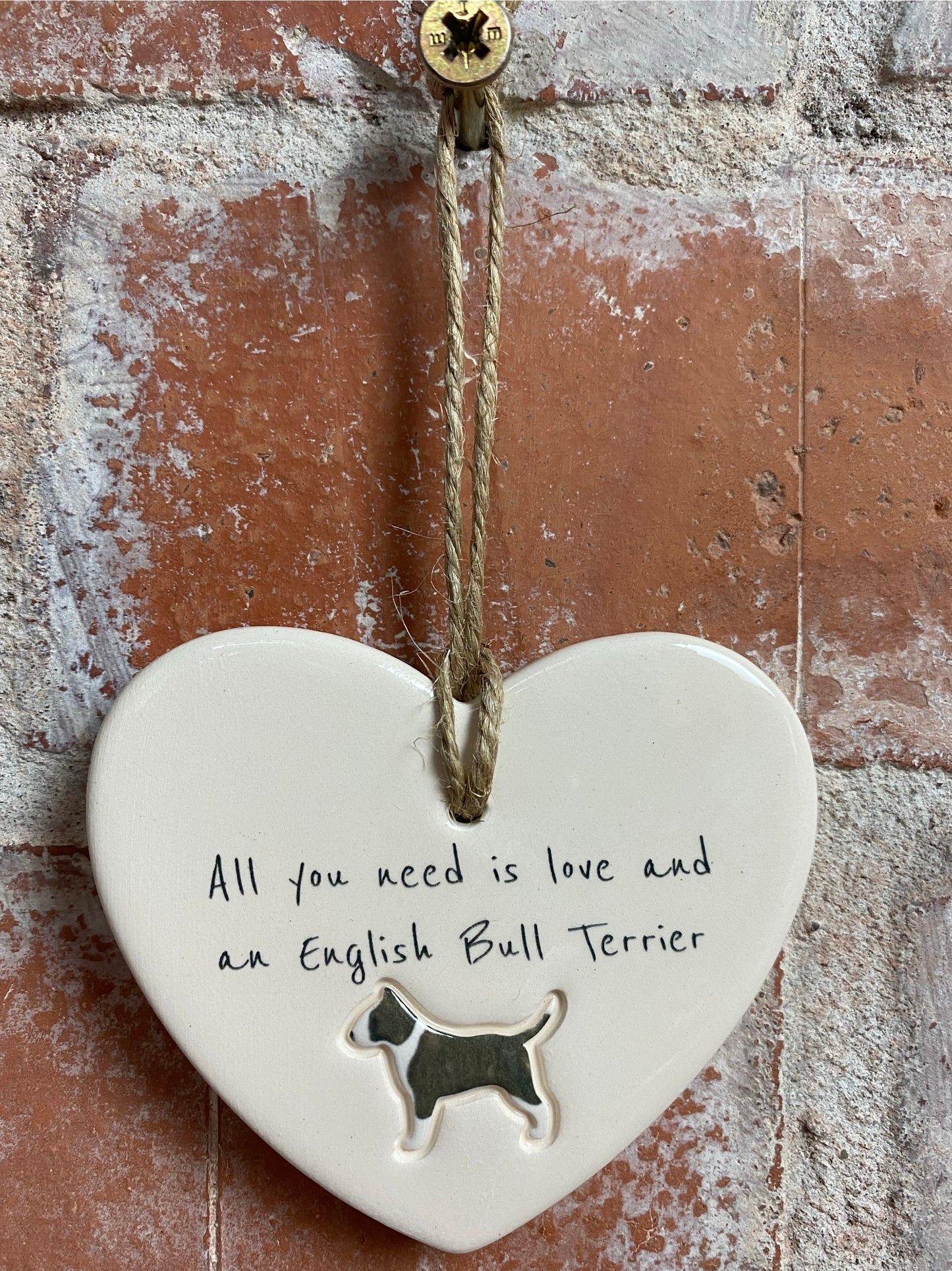 English Bull Terrier Ceramic Heart Ornament