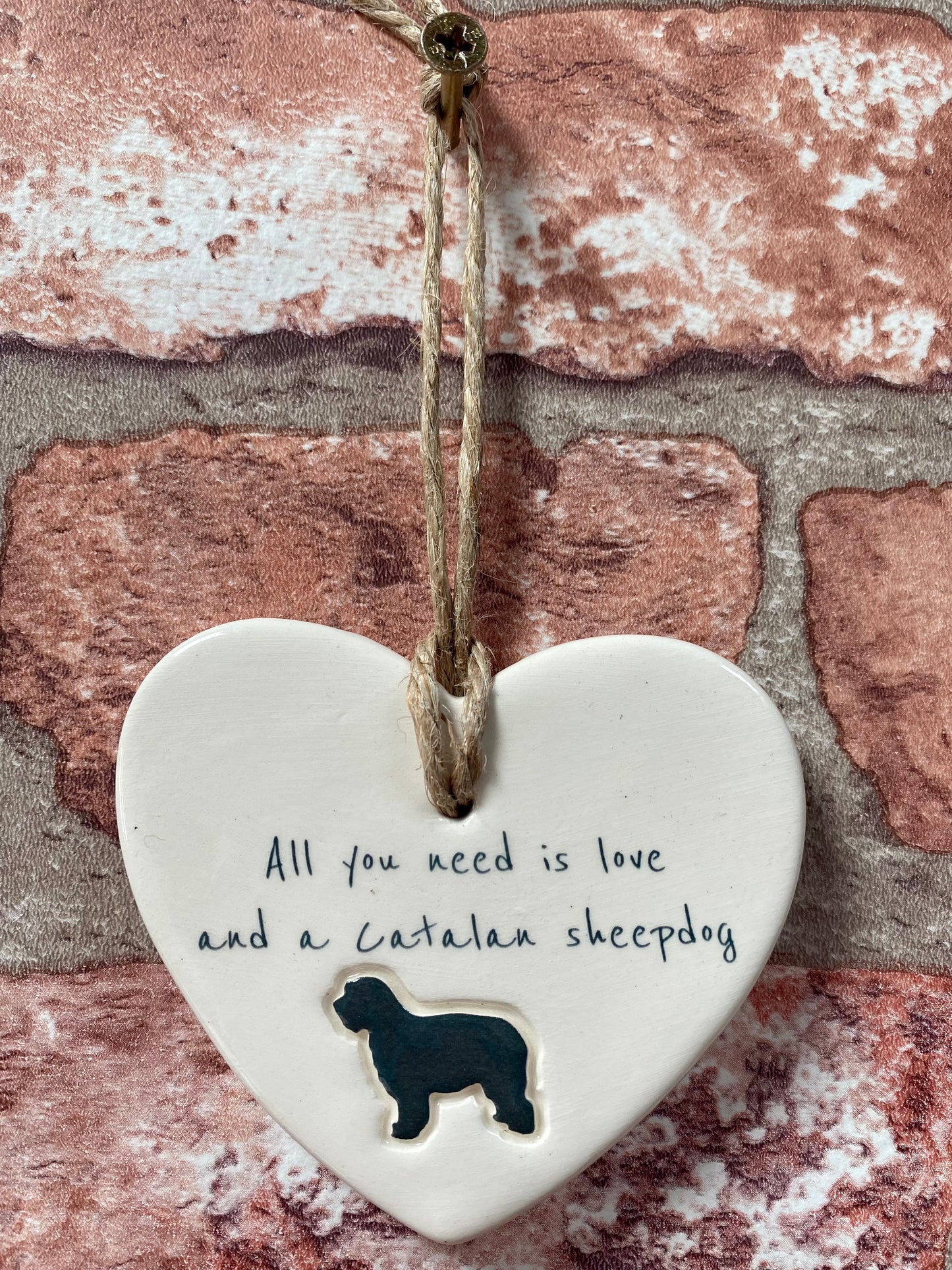 Catalan Sheepdog Ceramic Heart Ornament