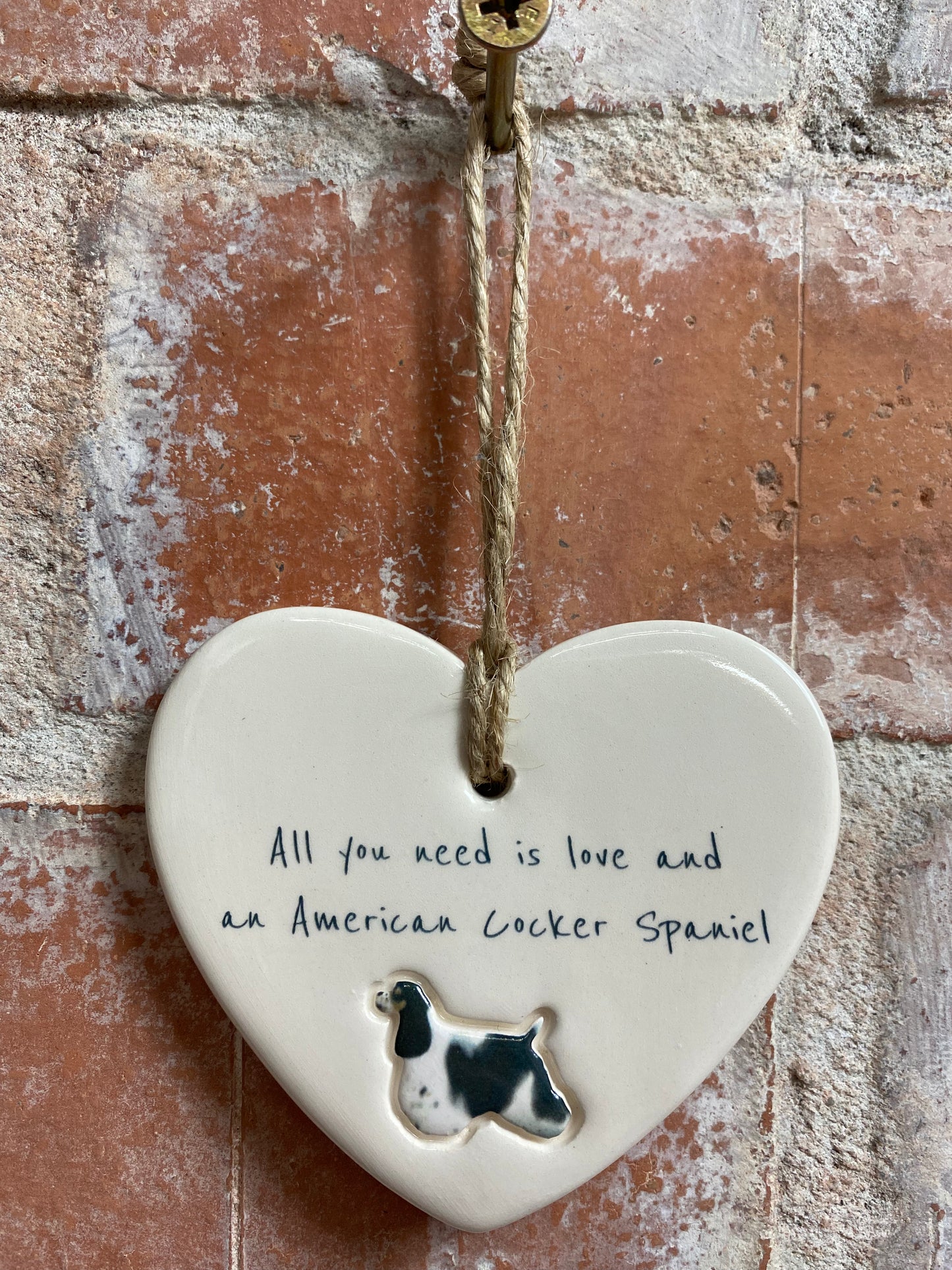 American Cocker Spaniel Ceramic Heart Ornament