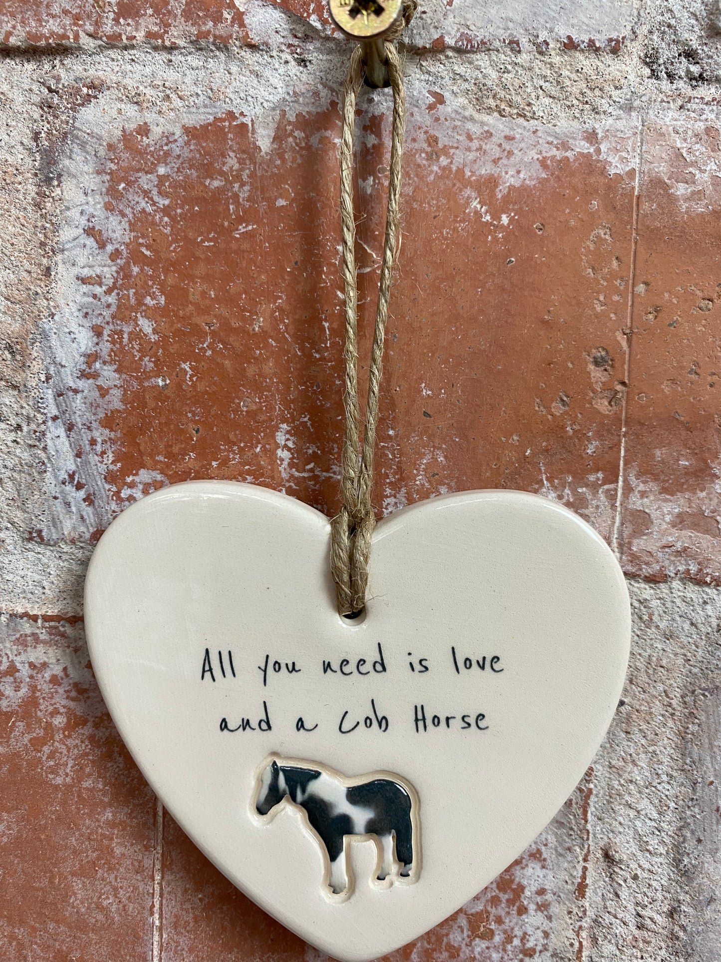 Cob Horse Ceramic Heart Ornament
