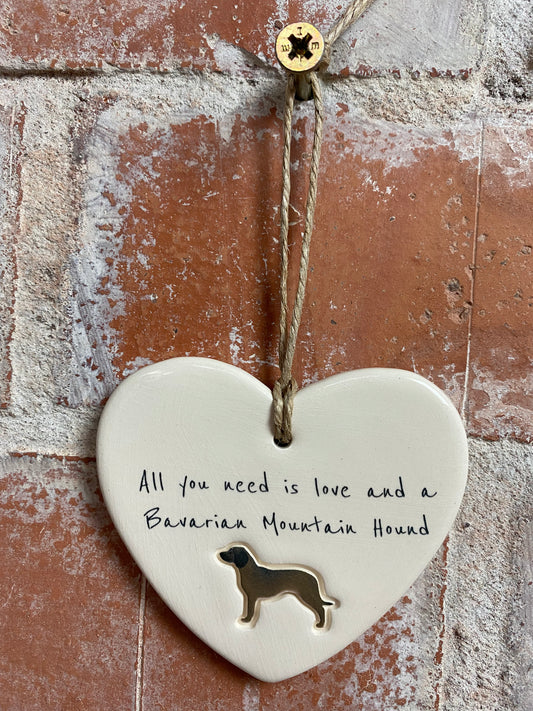 Bavarian Mountain Hound Ceramic Heart Ornament