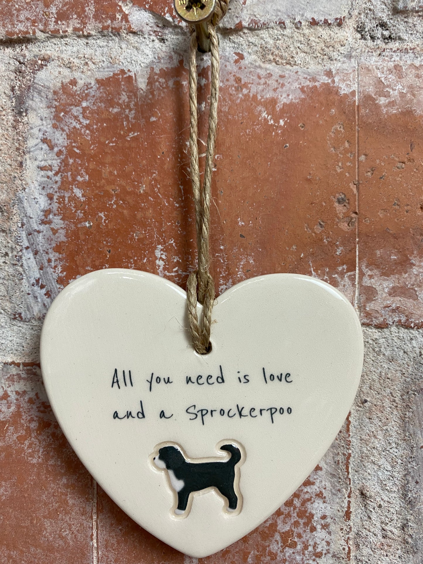Sprockerpoo Ceramic Heart Ornament