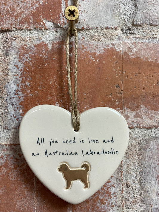 Australian Labradoodle Ceramic Heart Ornament