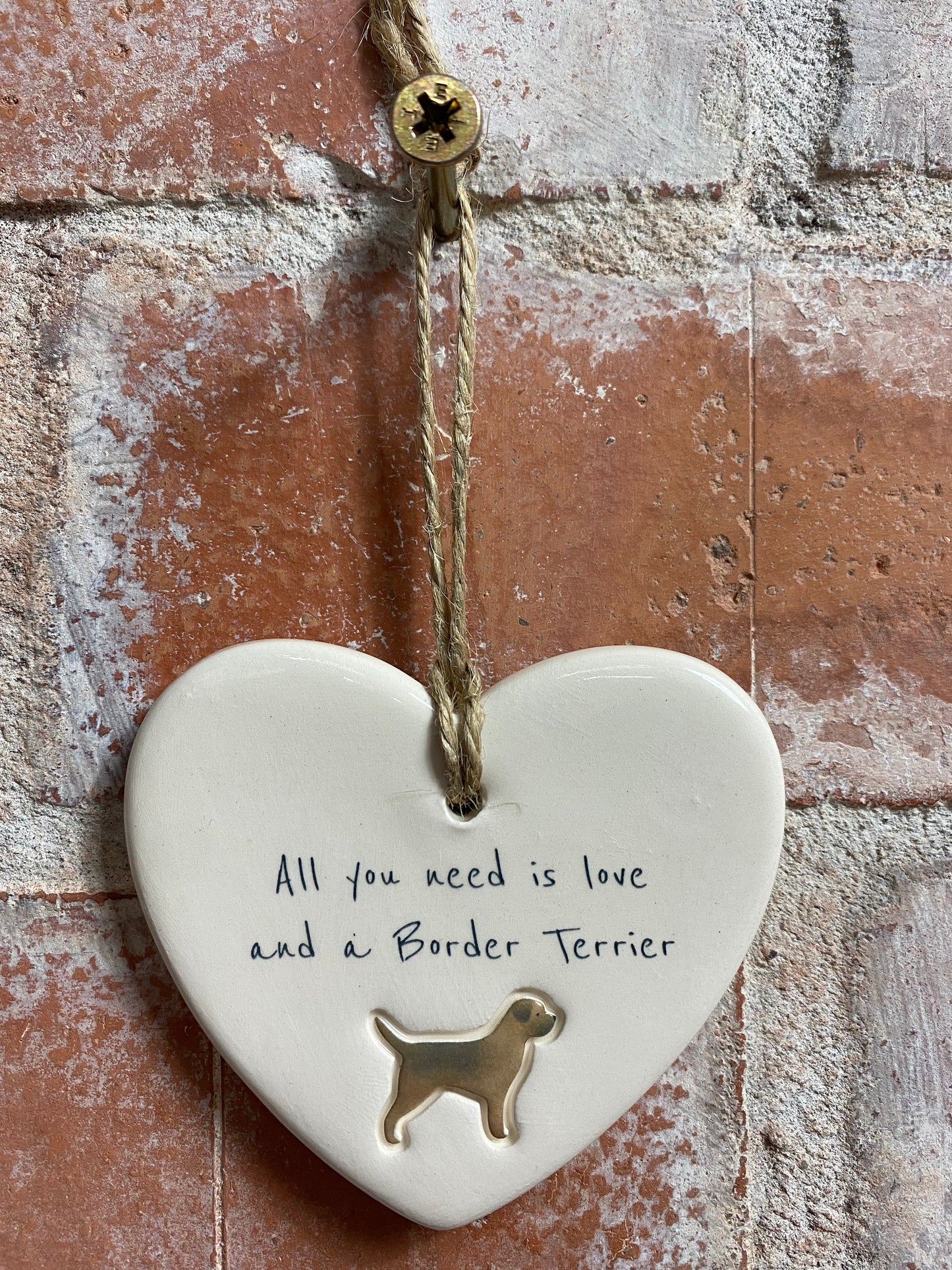 Border Terrier Ceramic Heart Ornament