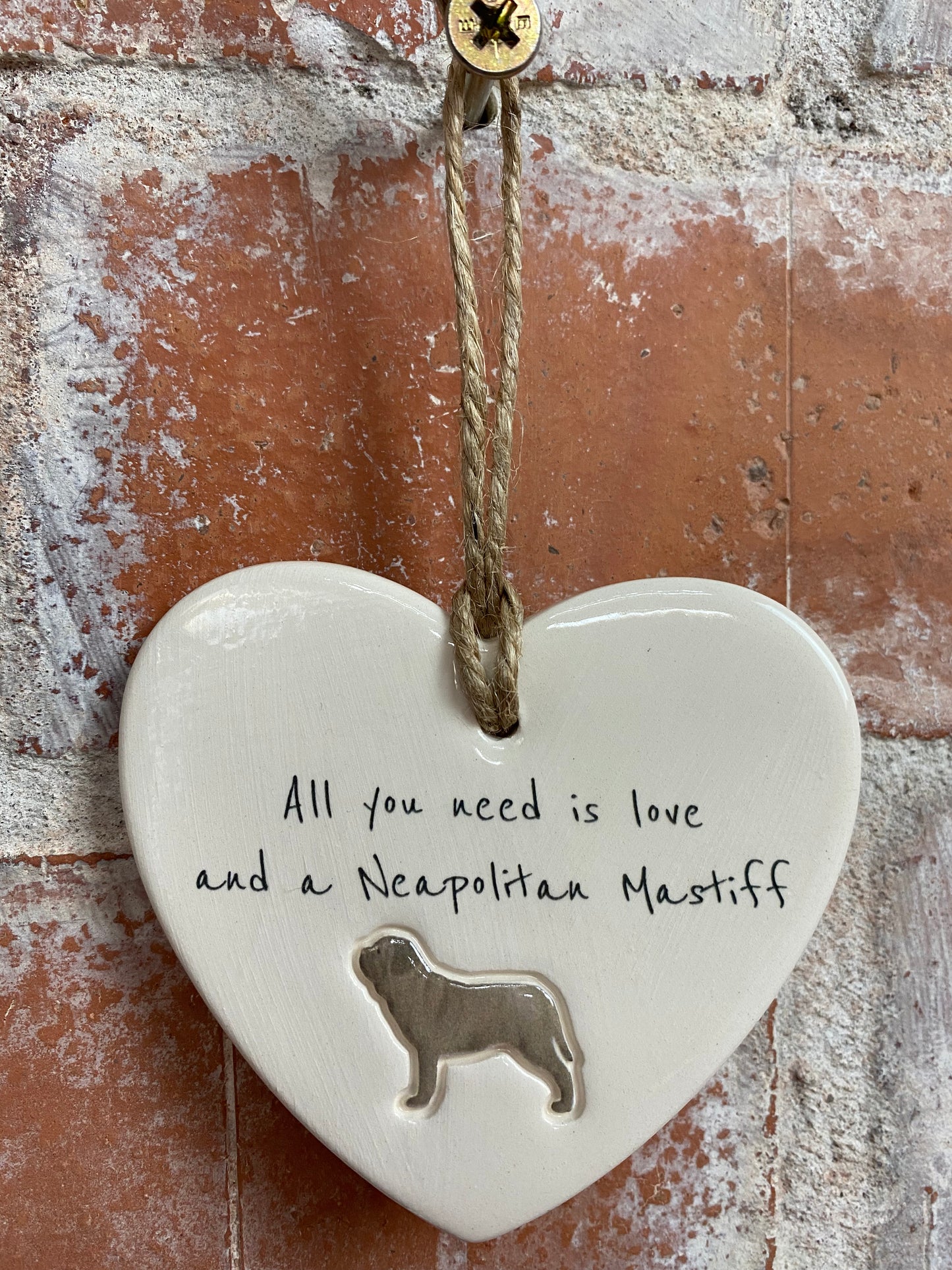 Neapolitan Mastiff Ceramic Heart Ornament