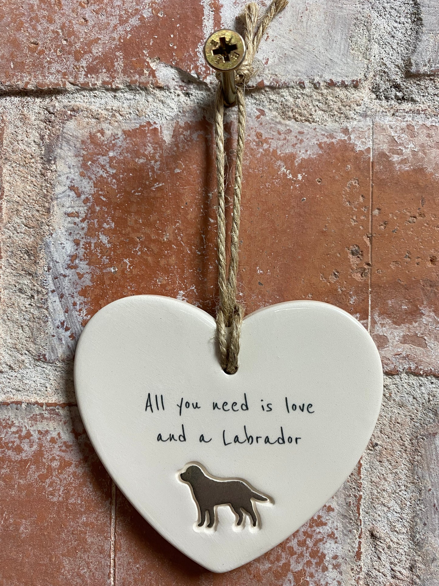 Labrador Ceramic Heart Ornament