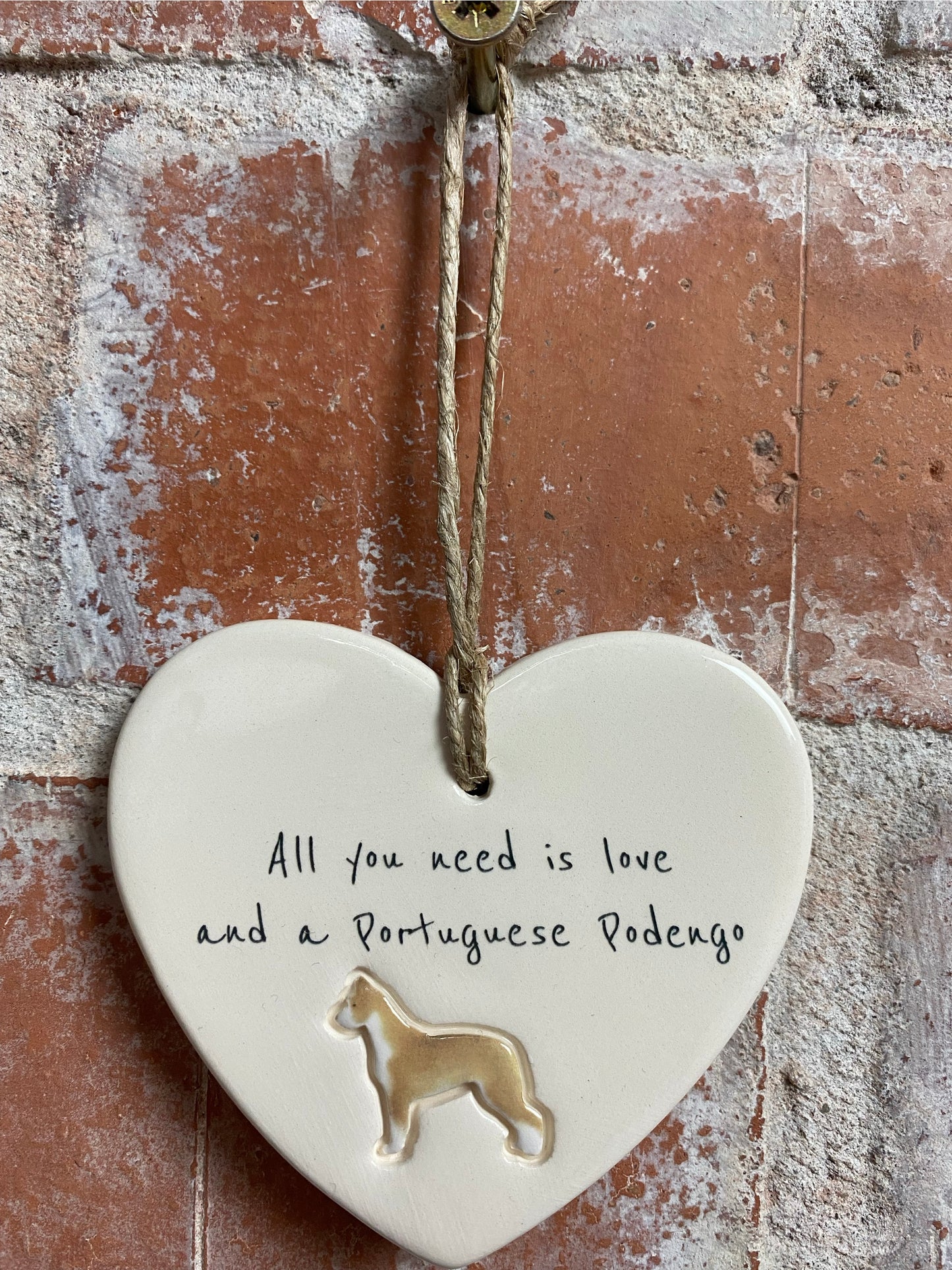 Portuguese Podengo Ceramic Heart Ornament