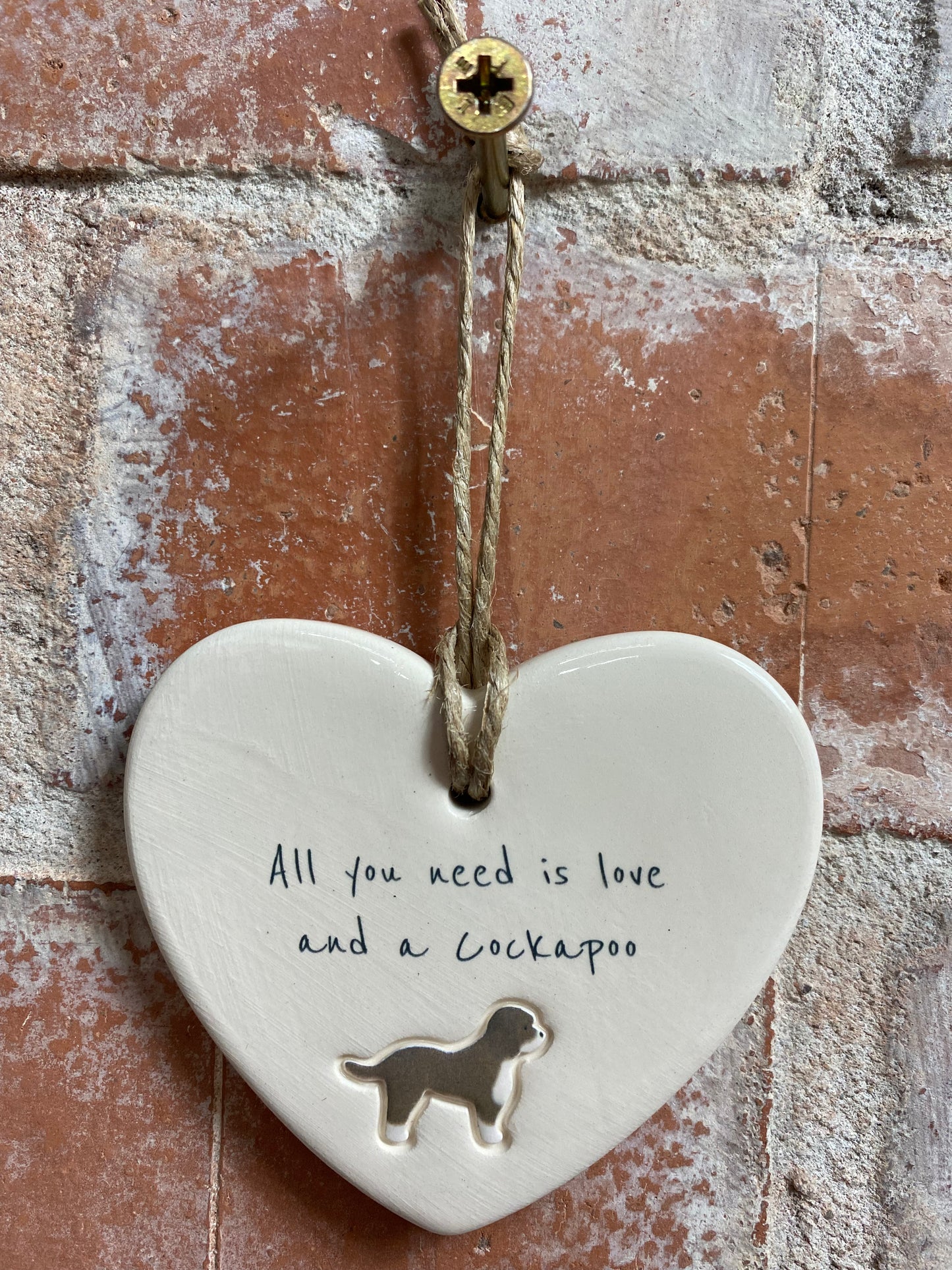 Cockapoo Ceramic Heart Ornament
