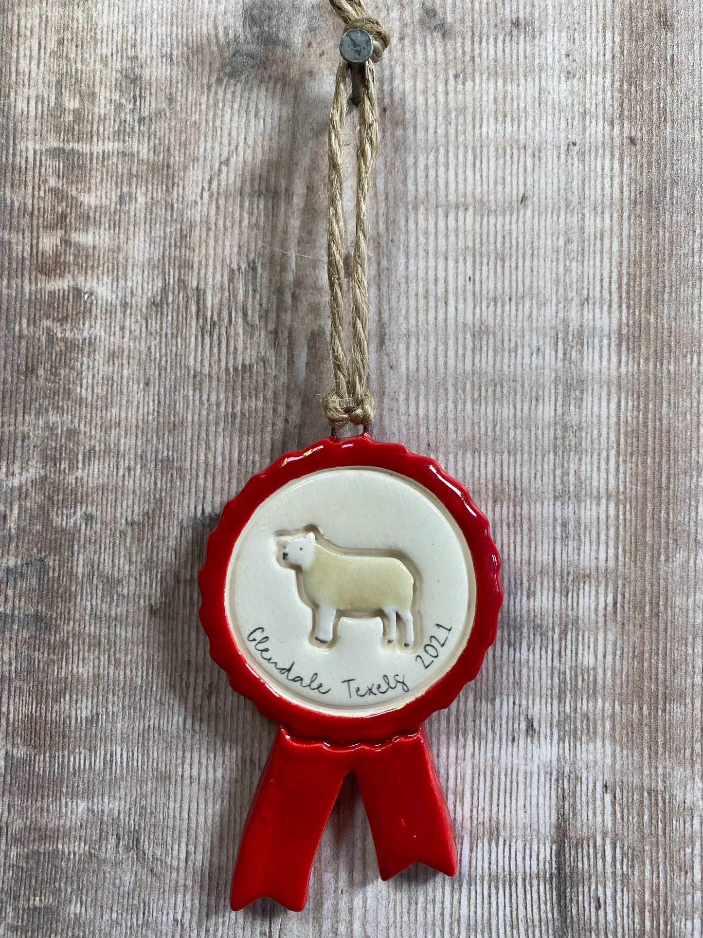 Personalised Sheep Rosette Ornament