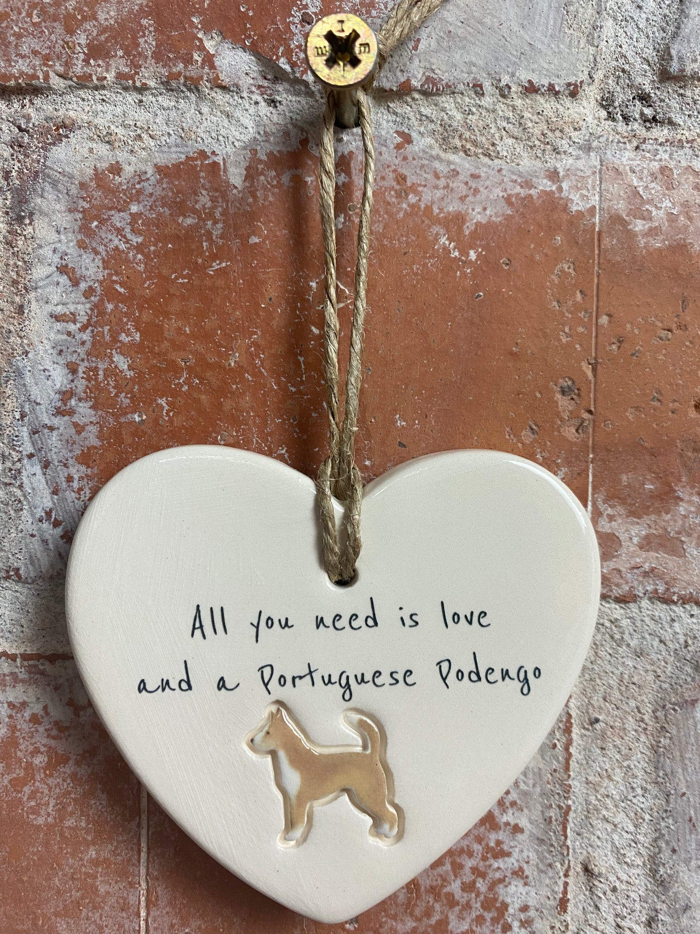 Portuguese Podengo Ceramic Heart Ornament