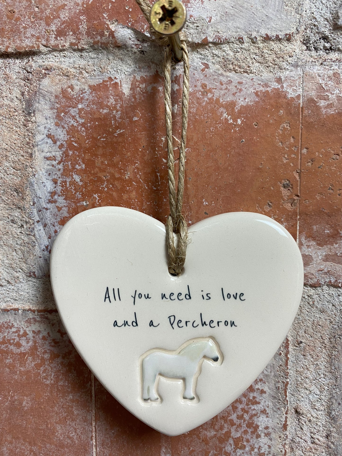 Percheron Ceramic Heart Ornament