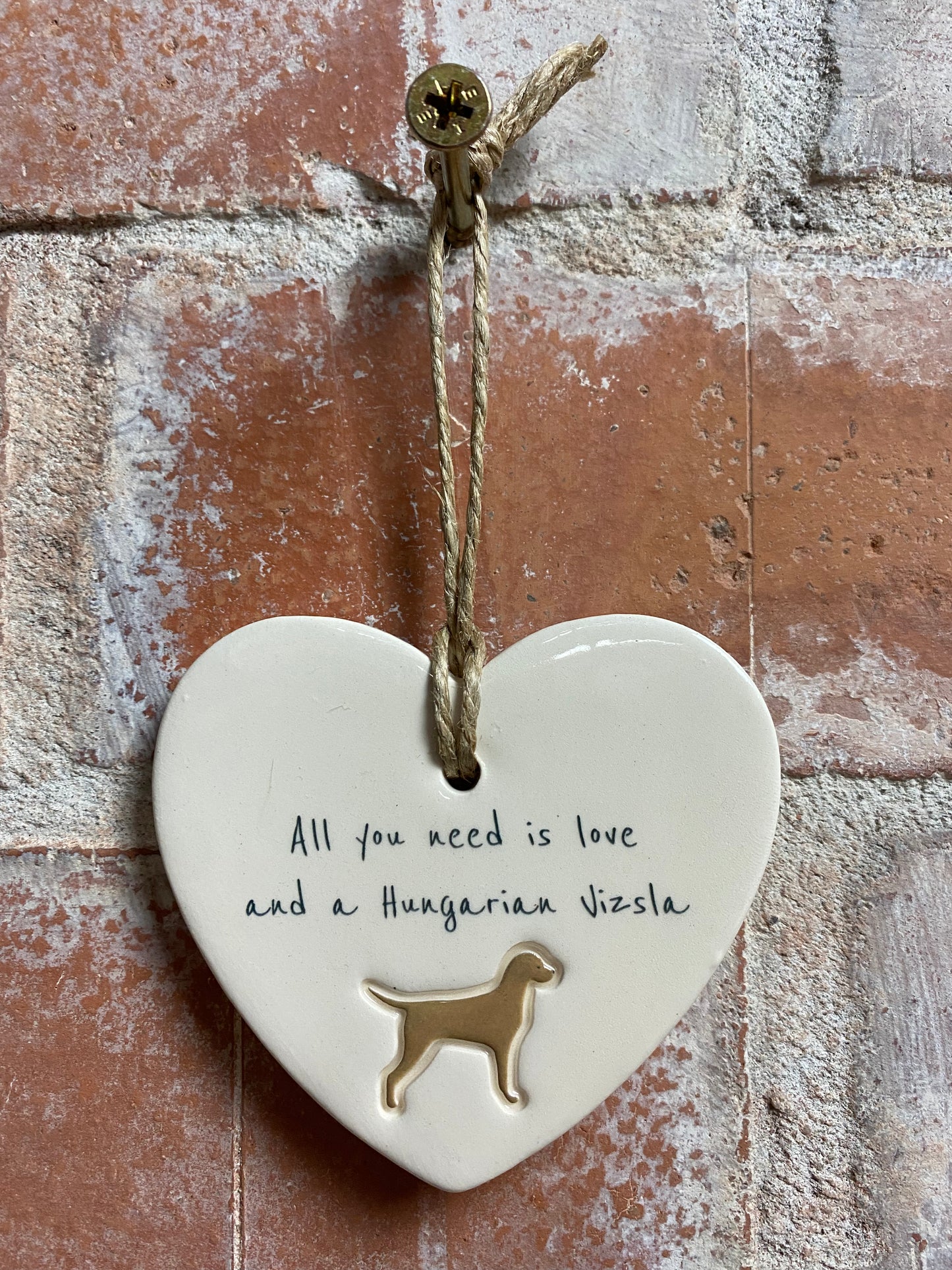 Hungarian Vizsla Ceramic Heart Ornament