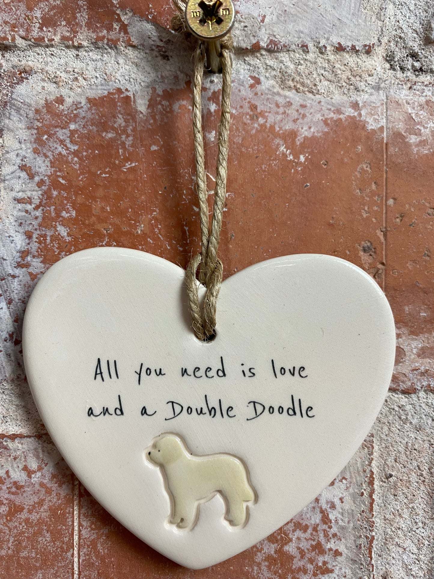 Double Doodle Ceramic Heart Ornament