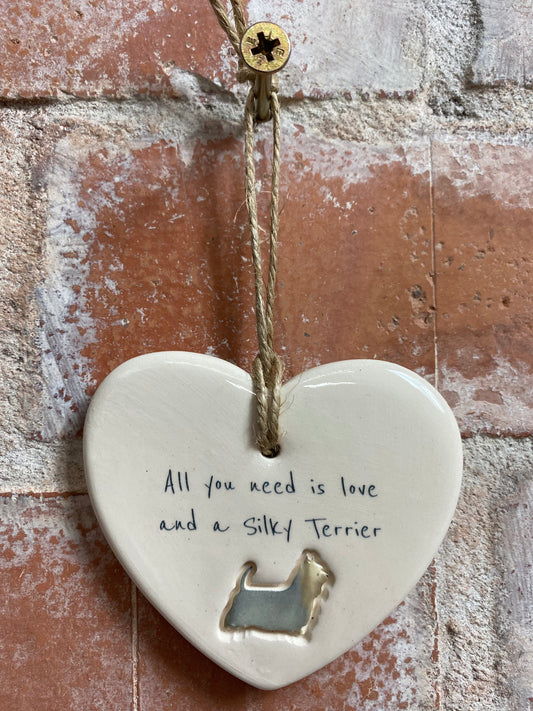 Silky Terrier Ceramic Heart Ornament