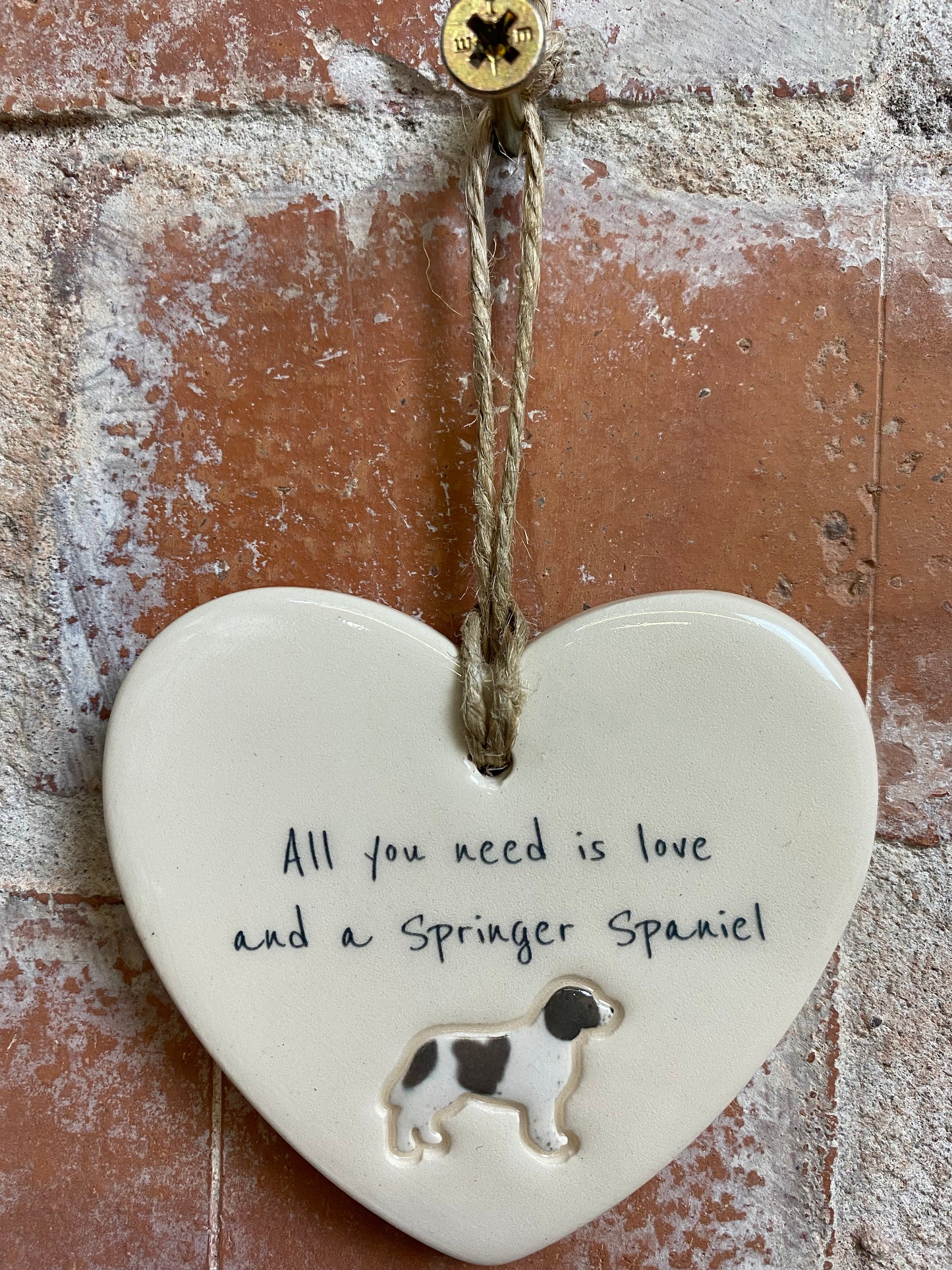 Springer Spaniel Ceramic Heart Ornament